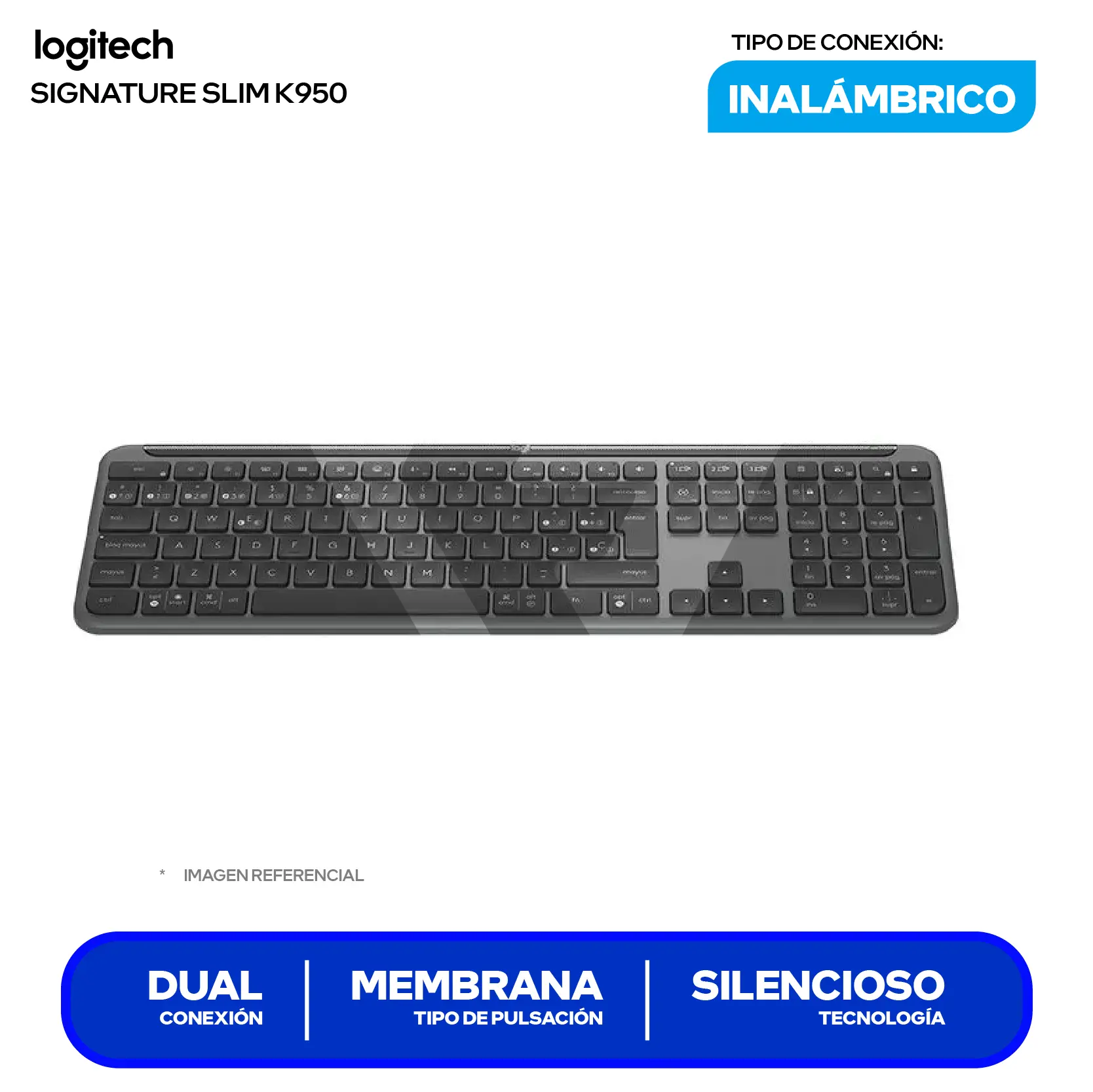 Teclado Inalámbrico Logitech Signature Slim K950 Negro ( 920-012432 ) Membrana