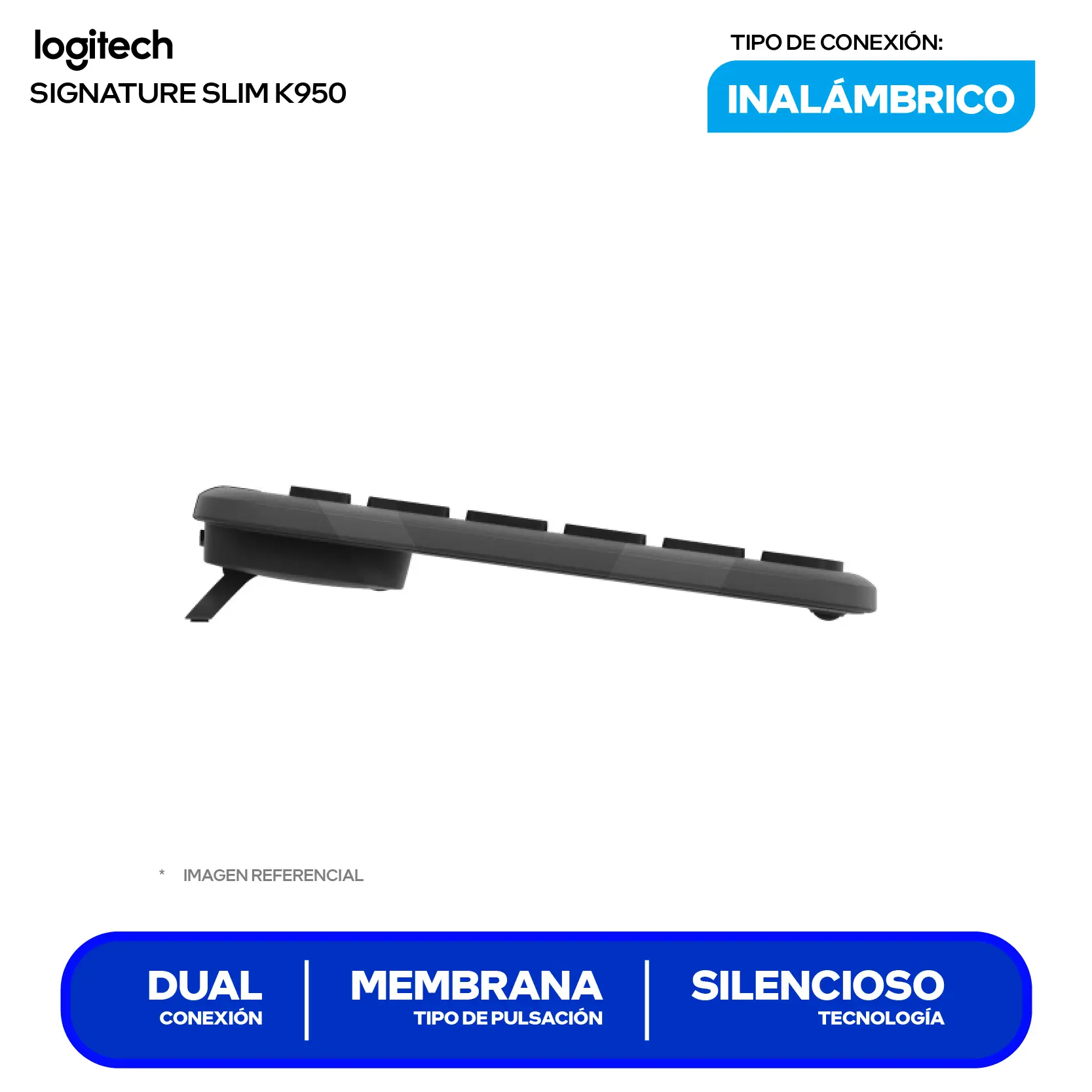 Teclado Inalámbrico Logitech Signature Slim K950 Negro ( 920-012432 ) Membrana