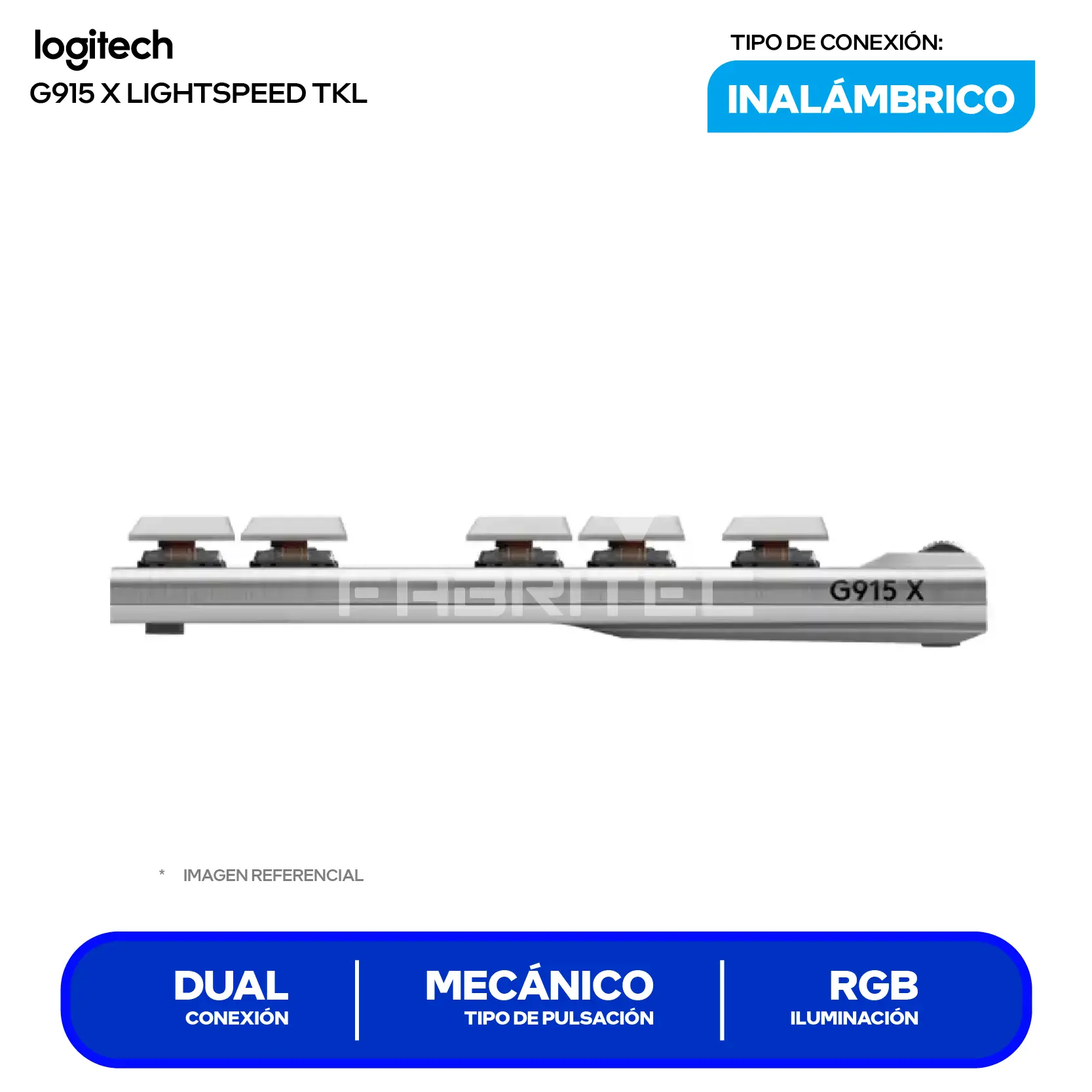 Teclado Inalámbrico Logitech G915 X Lightspeed TKL Blanco ( 920-012732 ) Mecánico RGB
