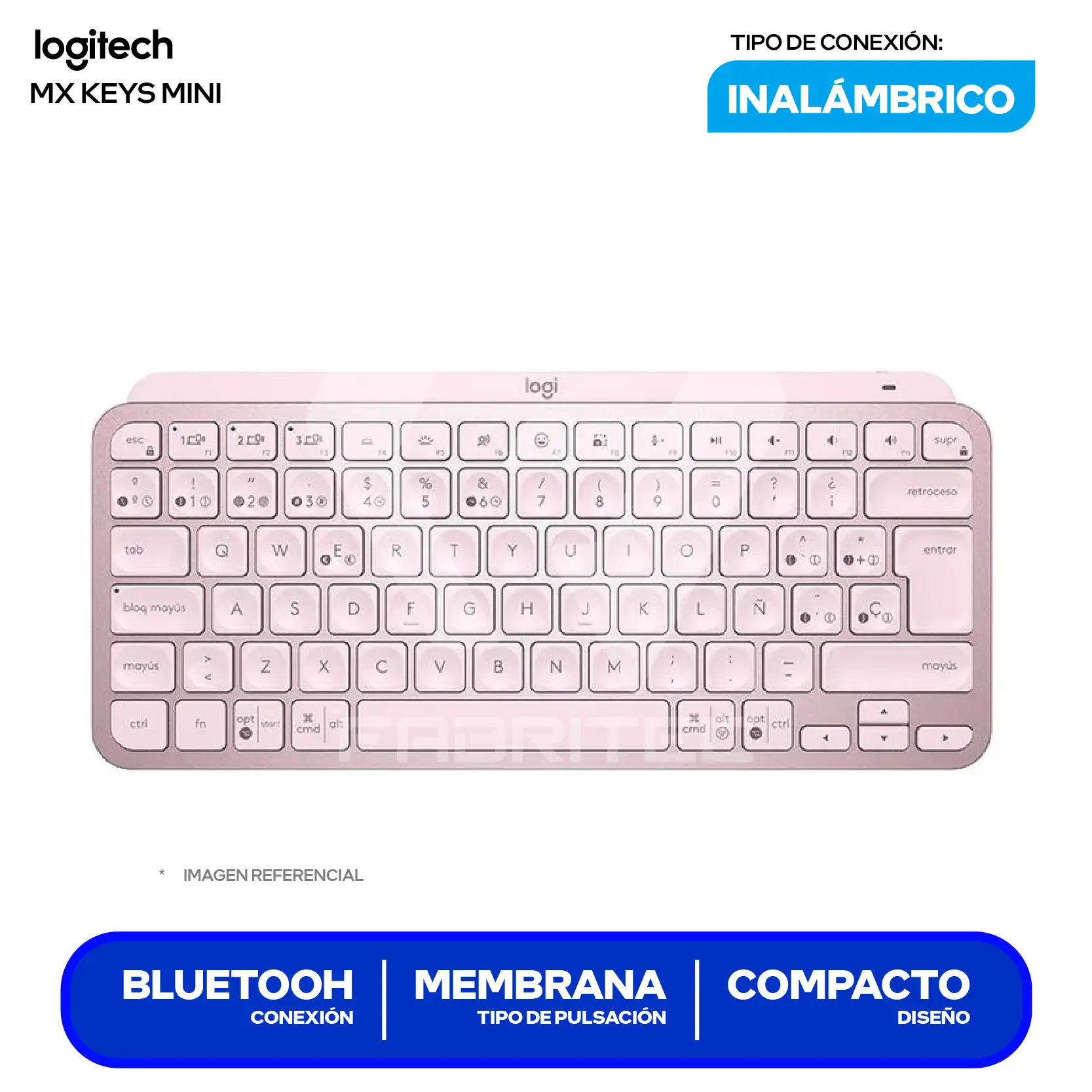 Teclado Inalámbrico Logitech SMX Keys Mini Rosa ( 920-010478 ) Membrana