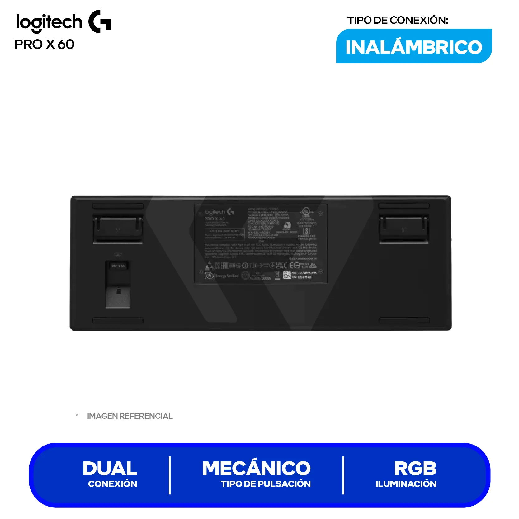 Teclado Inalámbrico Logitech PRO X 60 Lightspeed Negro ( 920-011902 ) Mecánico