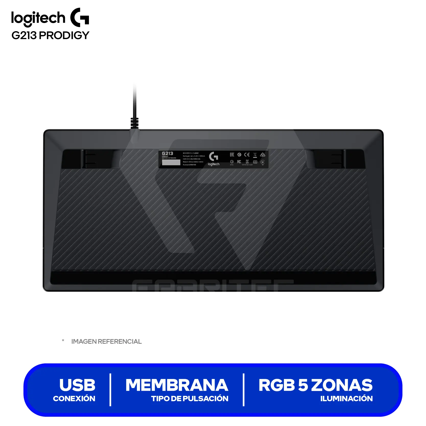 Teclado Gamer Logitech G213 Prodigy (920-008084) Membrana, RGB, Inglés