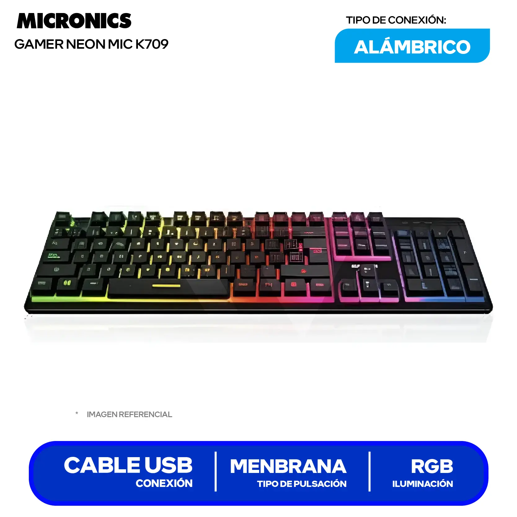 Teclado Gamer Logitech MIC K709 Negro ( MIC K709RGB ) Membrana RGB