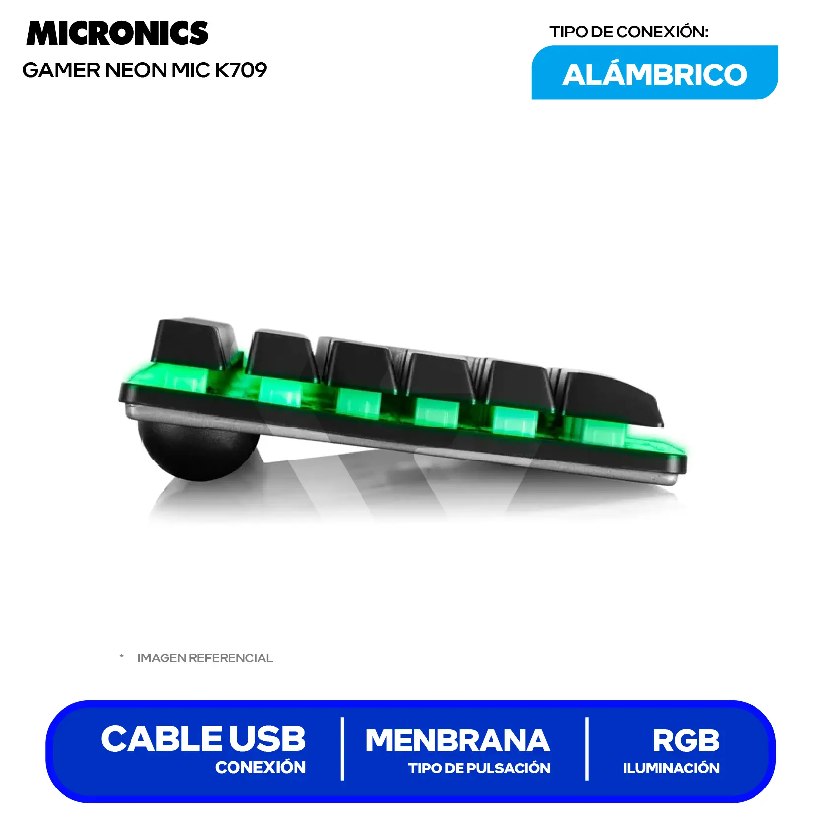 Teclado Gamer Logitech MIC K709 Negro ( MIC K709RGB ) Membrana RGB