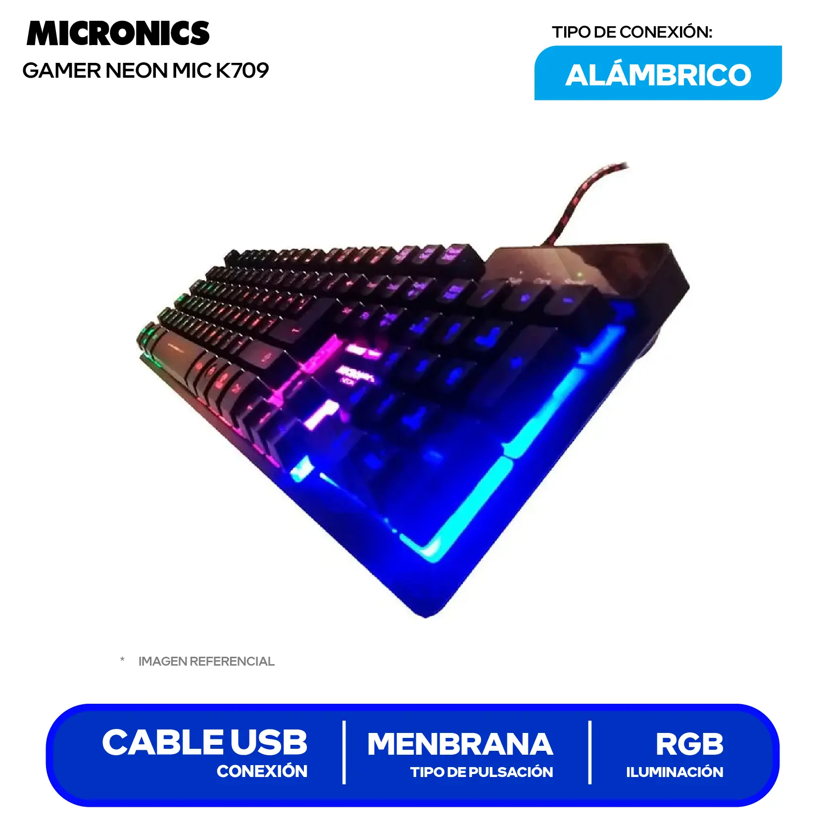 Teclado Gamer Logitech MIC K709 Negro ( MIC K709RGB ) Membrana RGB