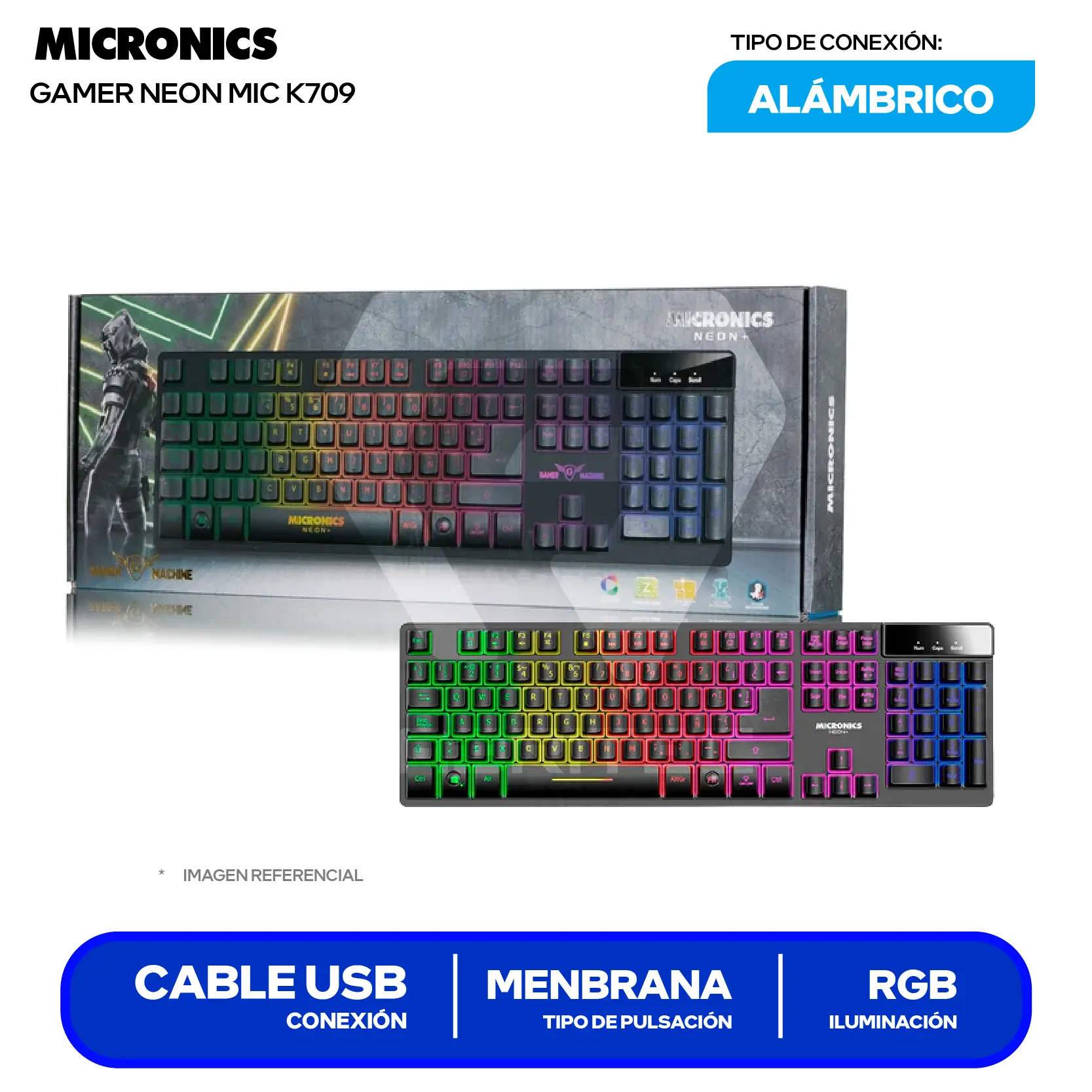 Teclado Gamer Logitech MIC K709 Negro ( MIC K709RGB ) Membrana RGB