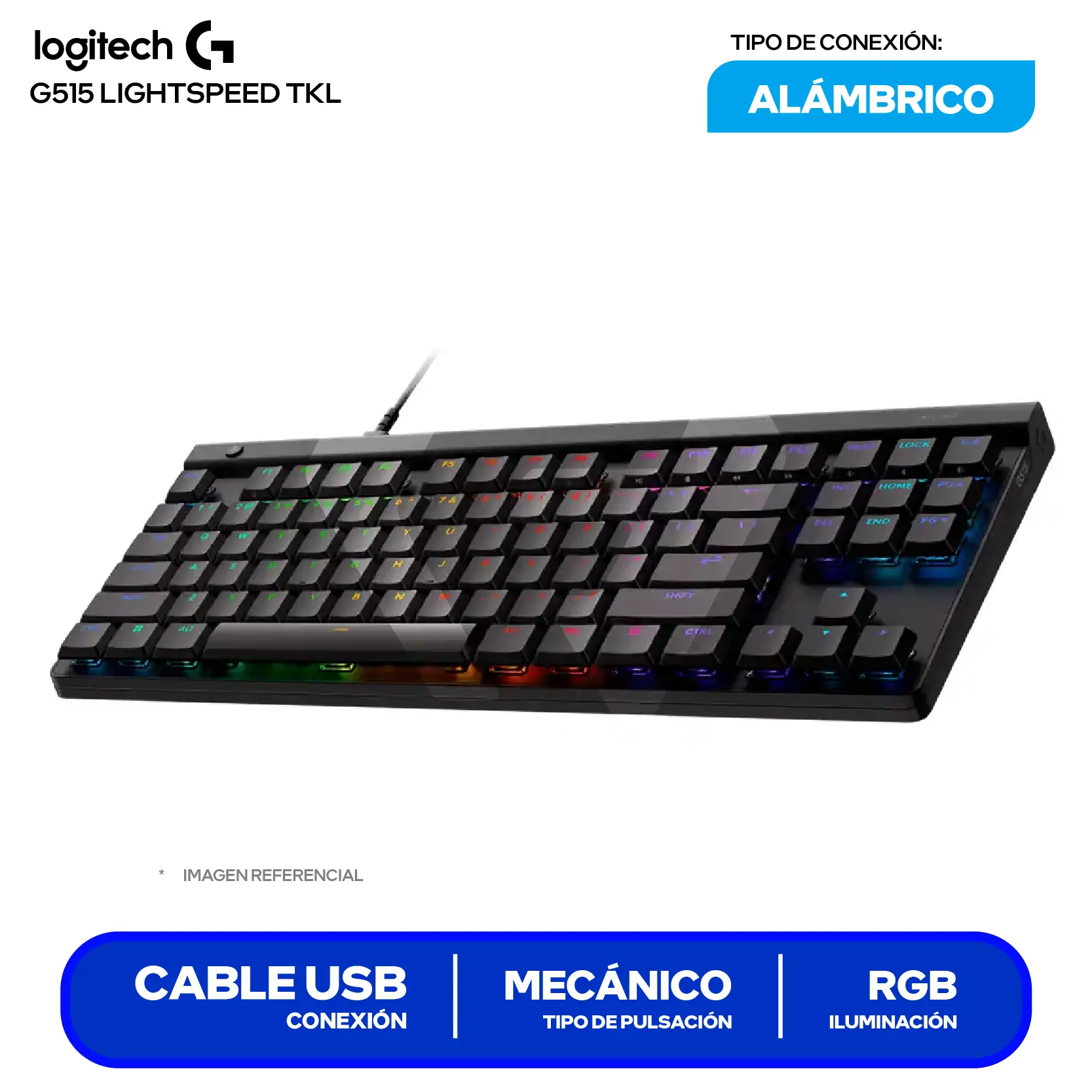 Teclado Alámbrico Logitech G515 TKL Lightspeed Negro ( 920-012868 ) Mecánico