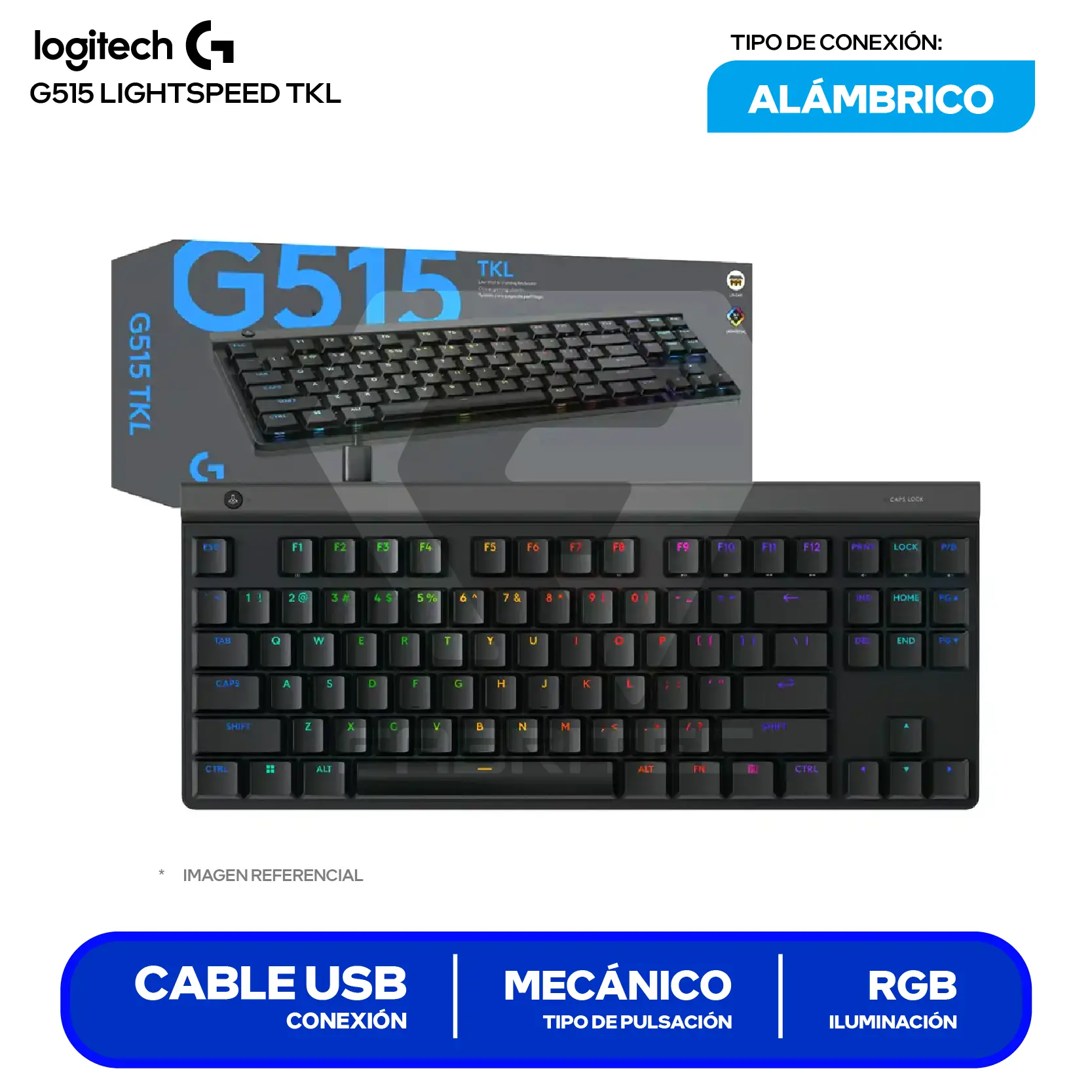Teclado Alámbrico Logitech G515 TKL Lightspeed Negro ( 920-012868 ) Mecánico