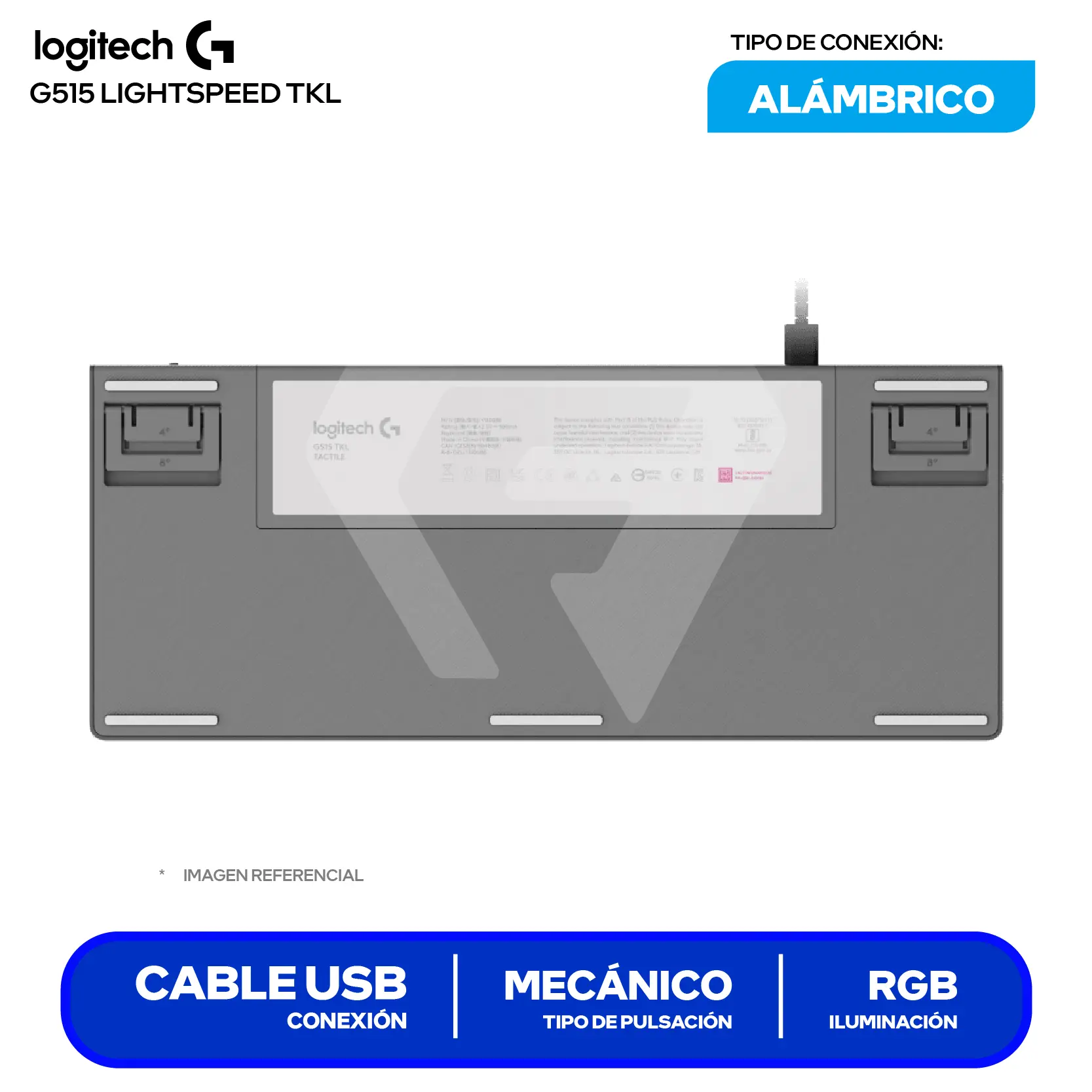 Teclado Alámbrico Logitech G515 TKL Lightspeed Blanco ( 920-012869 ) Mecánico