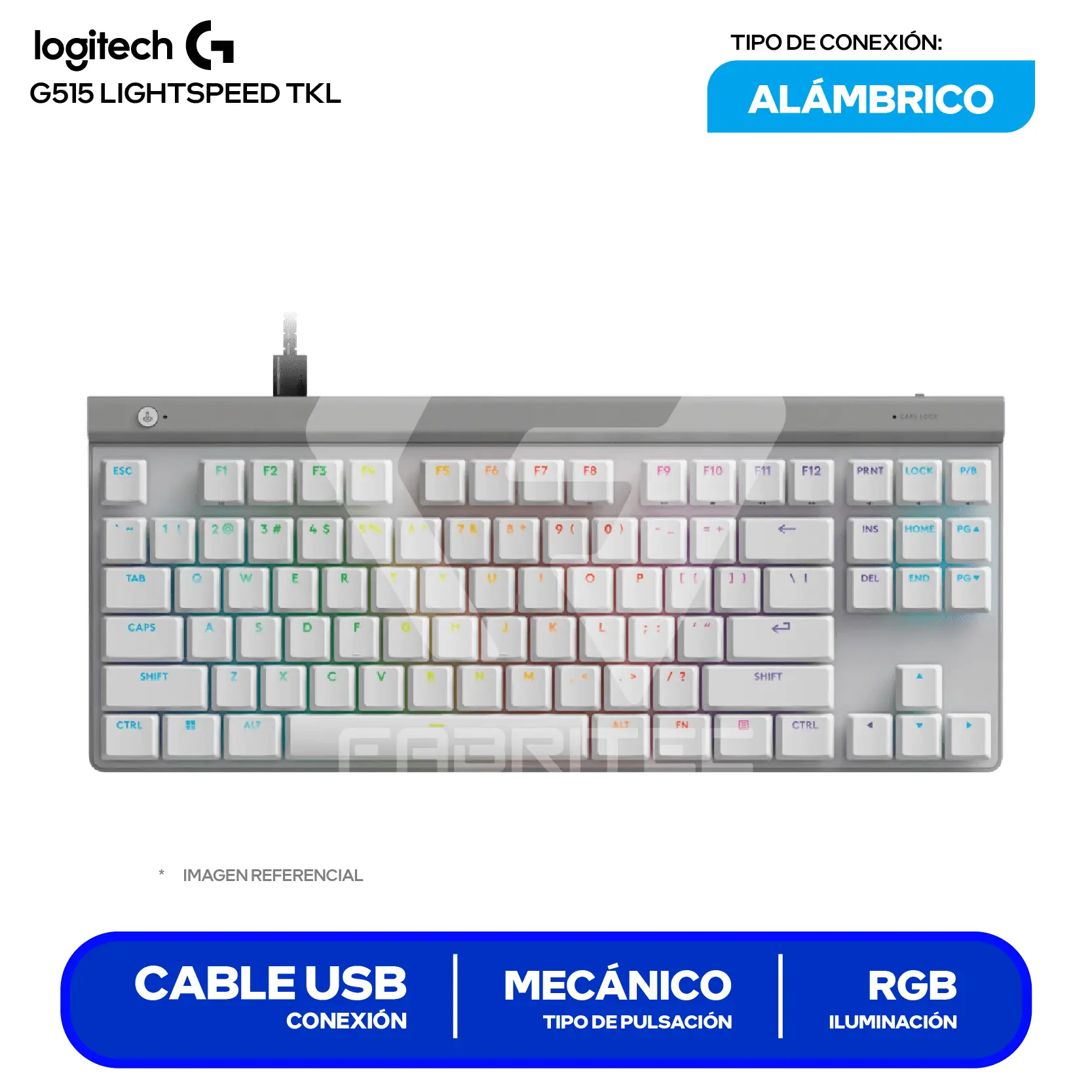 Teclado Alámbrico Logitech G515 TKL Lightspeed Blanco ( 920-012869 ) Mecánico