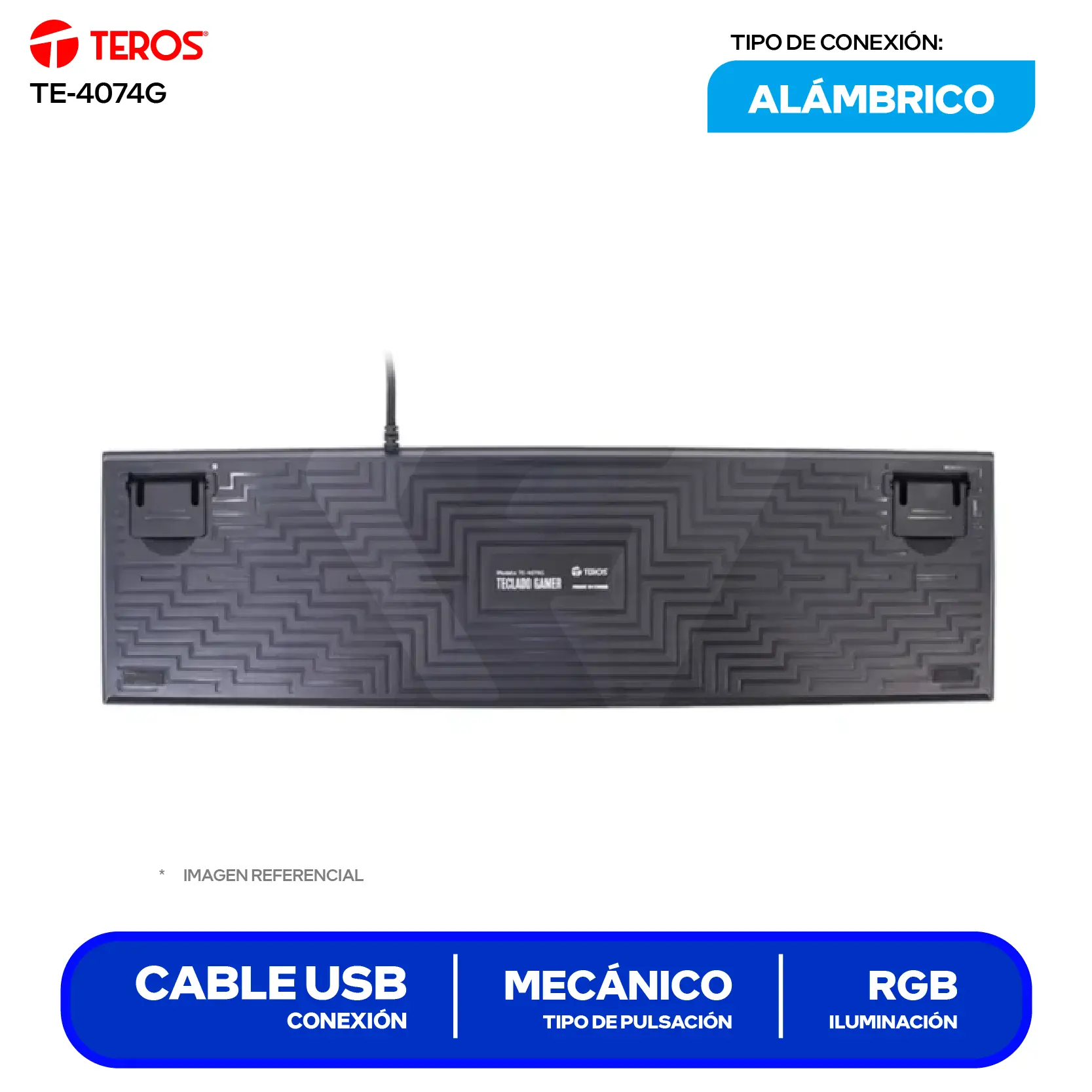 Teclado Gamer Teros Negro ( TE-4074G ) Mecánico RGB
