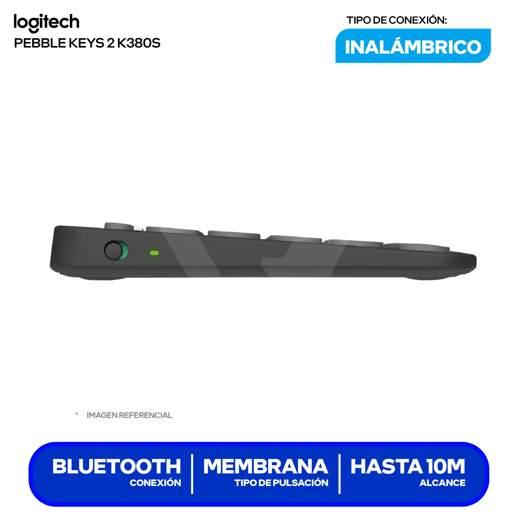 Teclado Inalámbrico Logitech Pebble Keys 2 K380s (920-011783) Membrana, Bluetooth