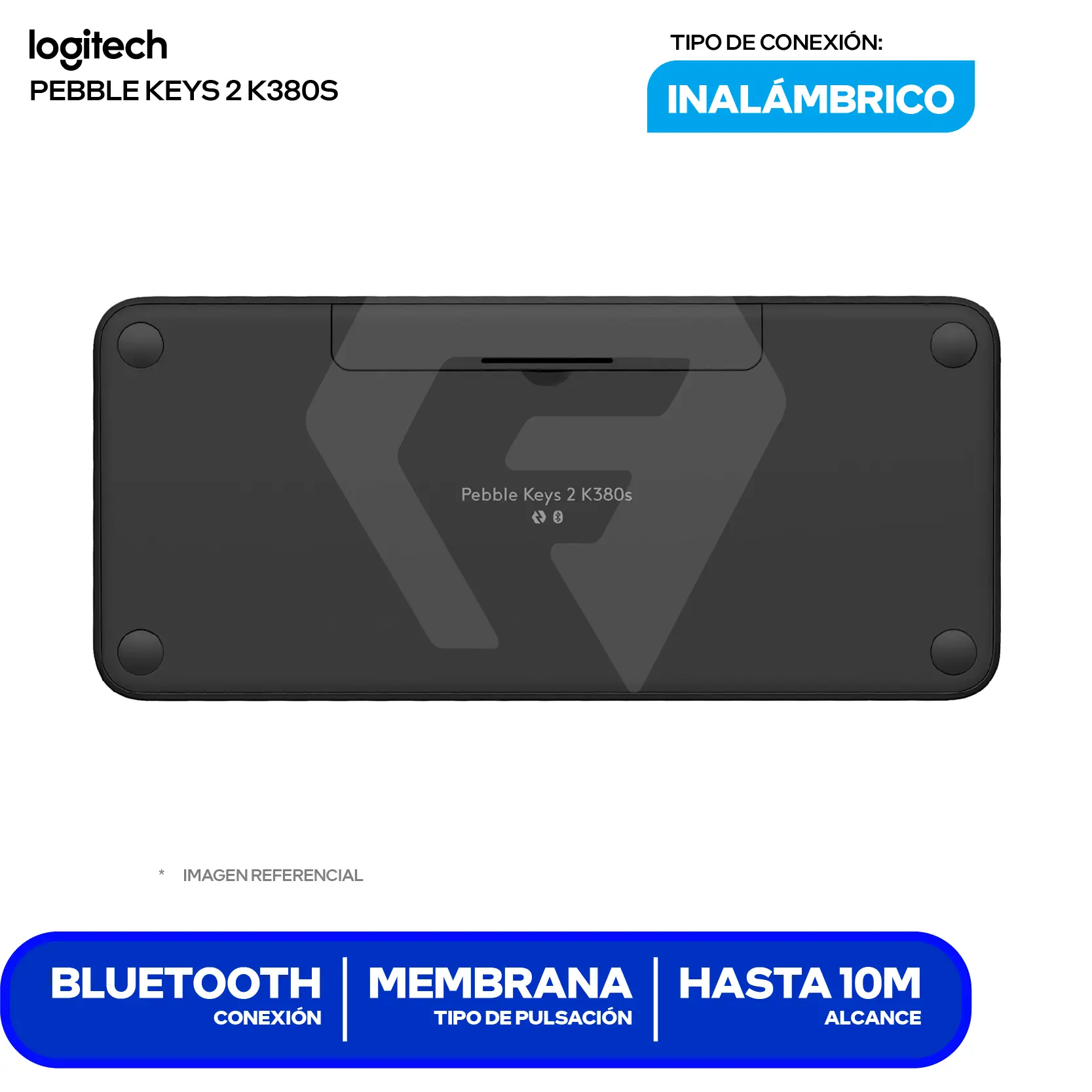 Teclado Inalámbrico Logitech Pebble Keys 2 K380s (920-011783) Membrana, Bluetooth