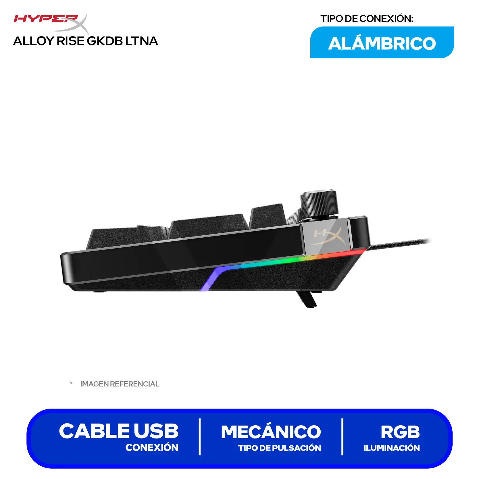 Teclado Gamer Hyperx Alloy Rise Negro ( 7G7A3AA ) Switch Red, Mecánico