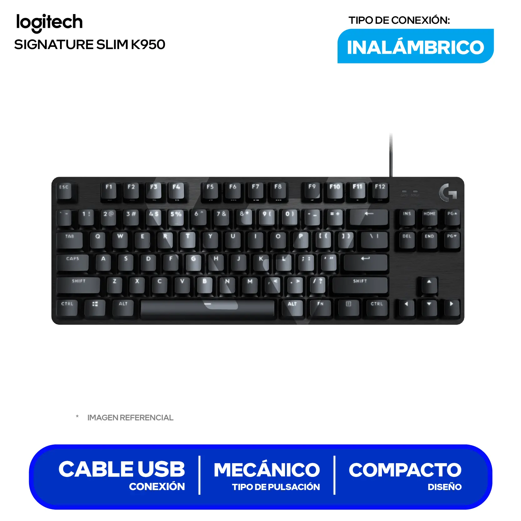 Teclado Gamer G413 TKL Negro ( 920-010442 ) Mecánico