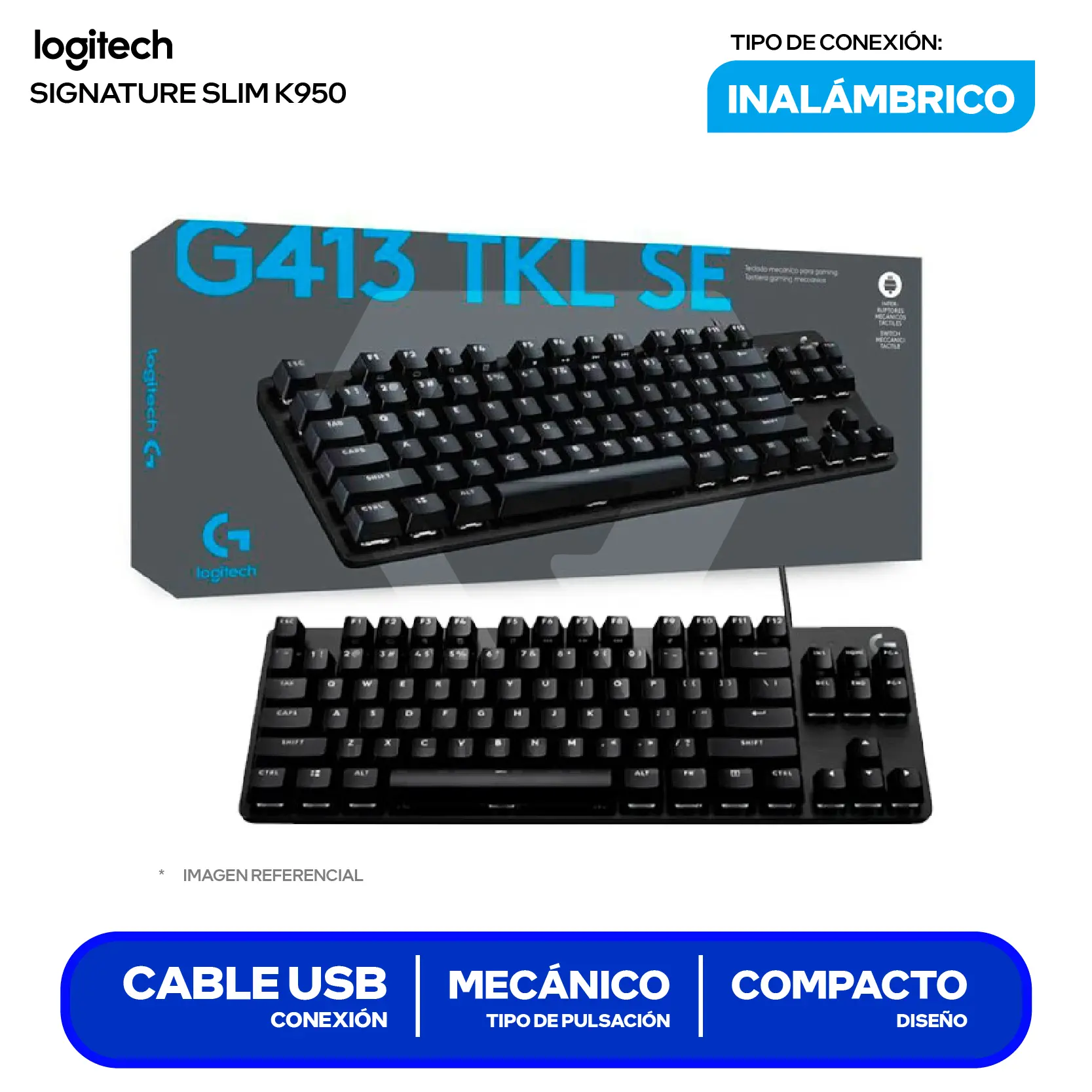 Teclado Gamer G413 TKL Negro ( 920-010442 ) Mecánico