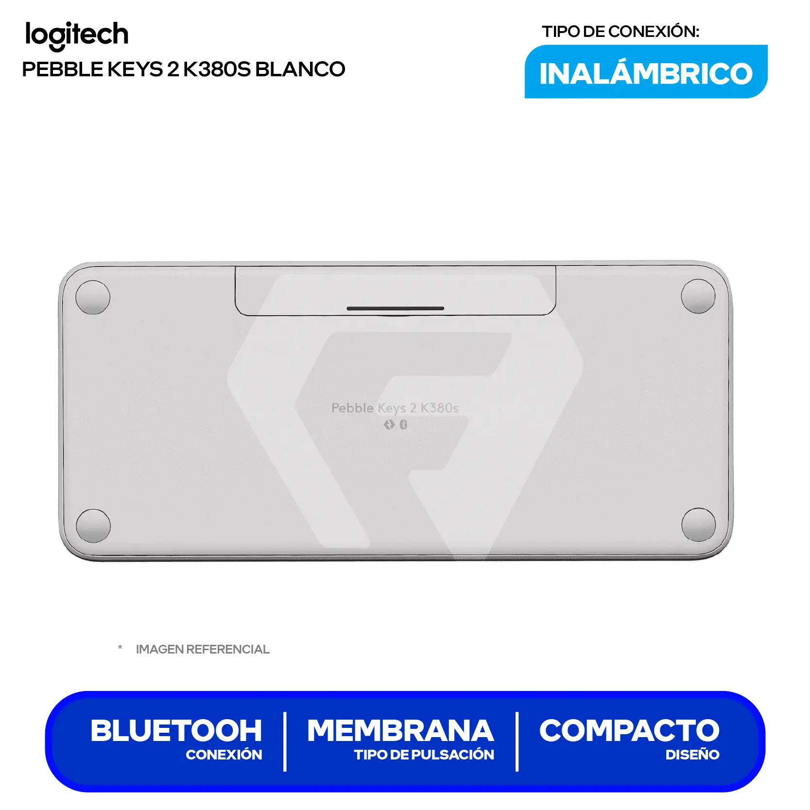 Teclado Bluetooth Logitech Pebble Keys 2 K380s Blanco ( 920-011784 ) Membrana
