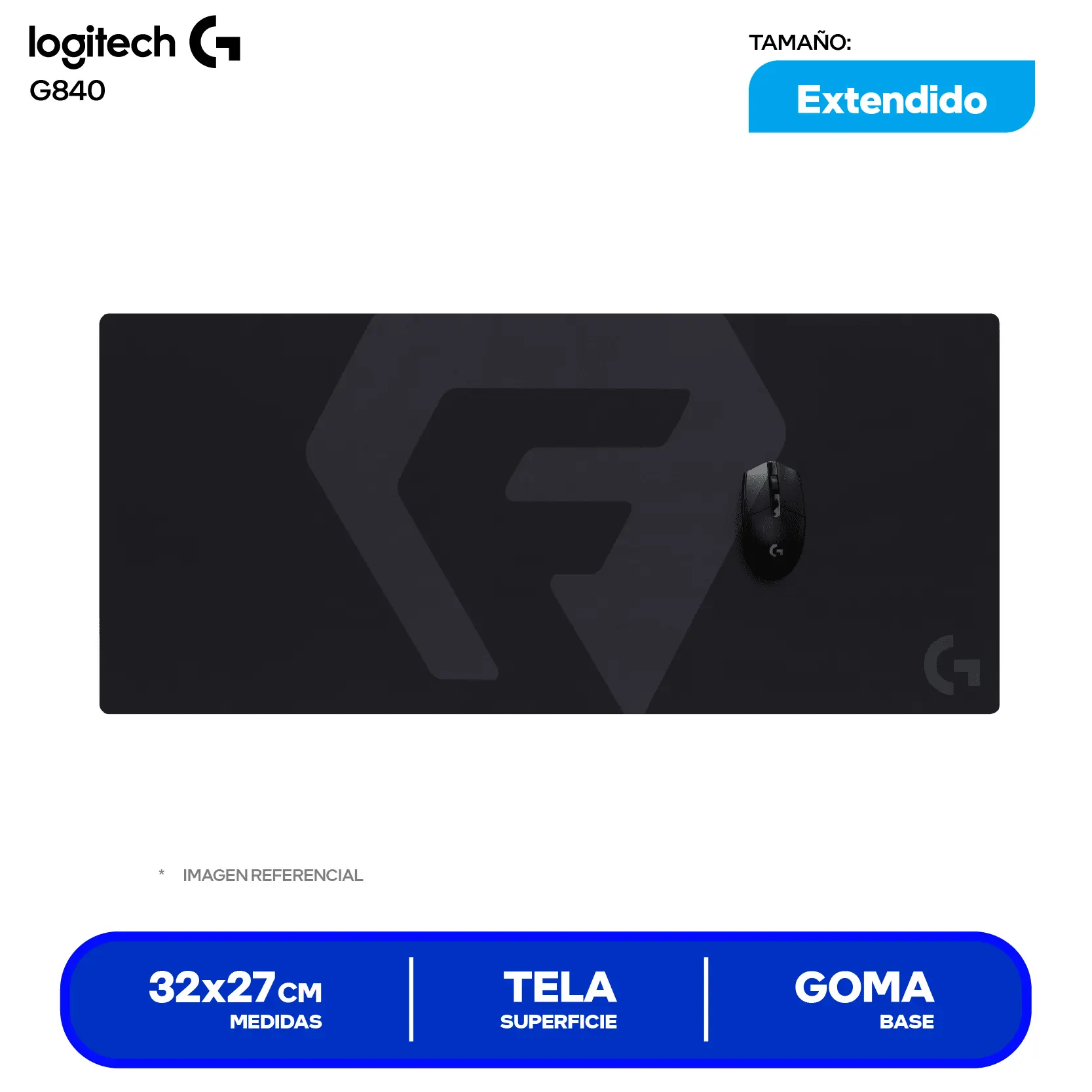 Pad Mouse Gamer Logitech G840 (G840) XL, 900 x 400 x 3mm