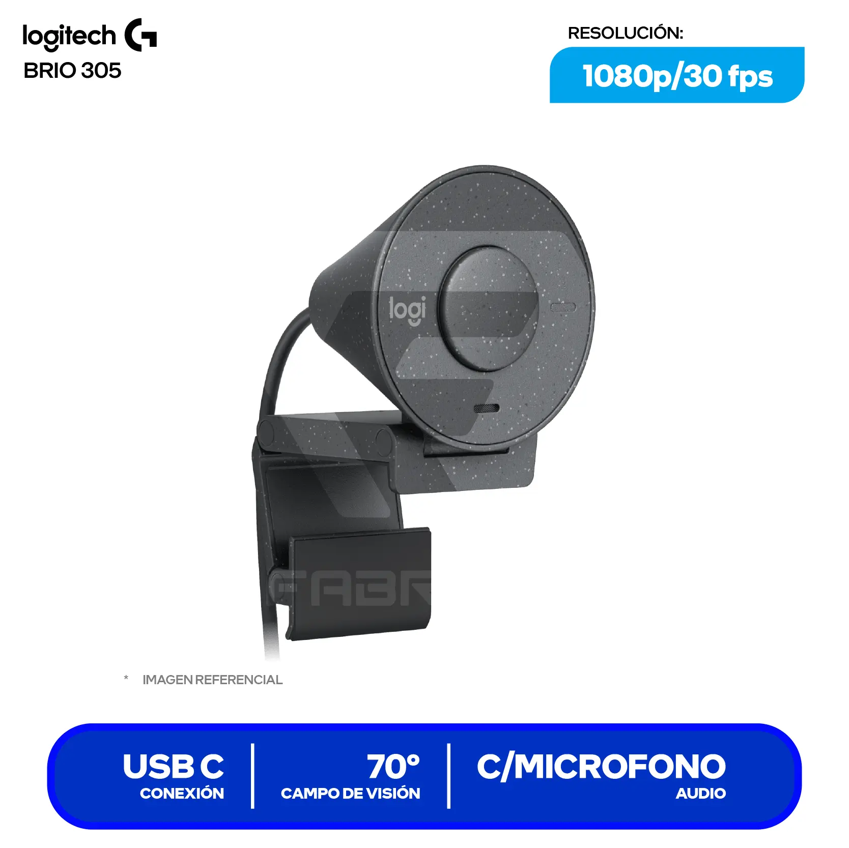 Cámara Web Logitech Brio 305 Grafito (960-001519)  Full HD 1080p, Micrófono integrado