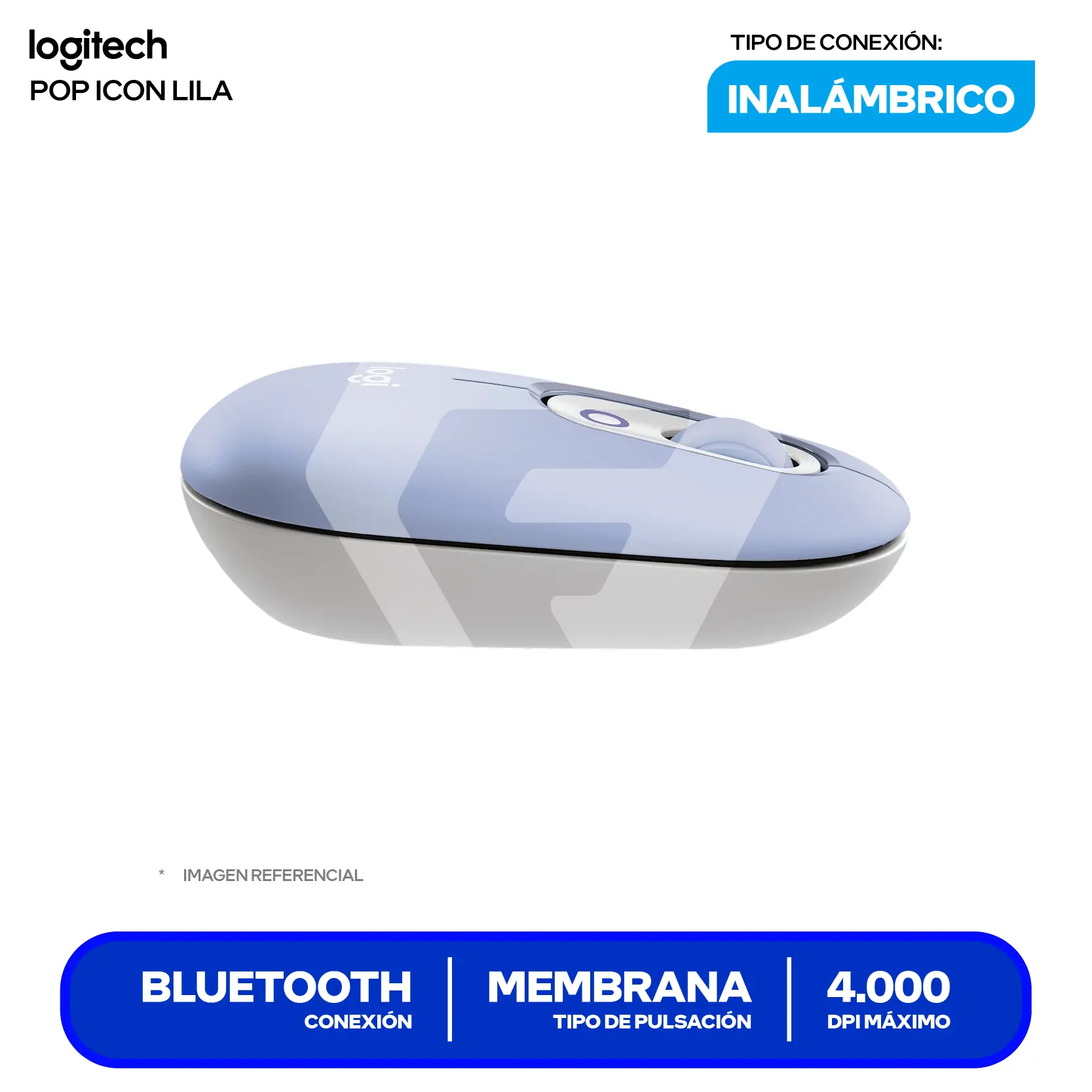 Kit Teclado + Mouse Inalámbrico Logitech POP Icon Lila y blanco (920-013054) Bluetooth, Multi-Dispositivo