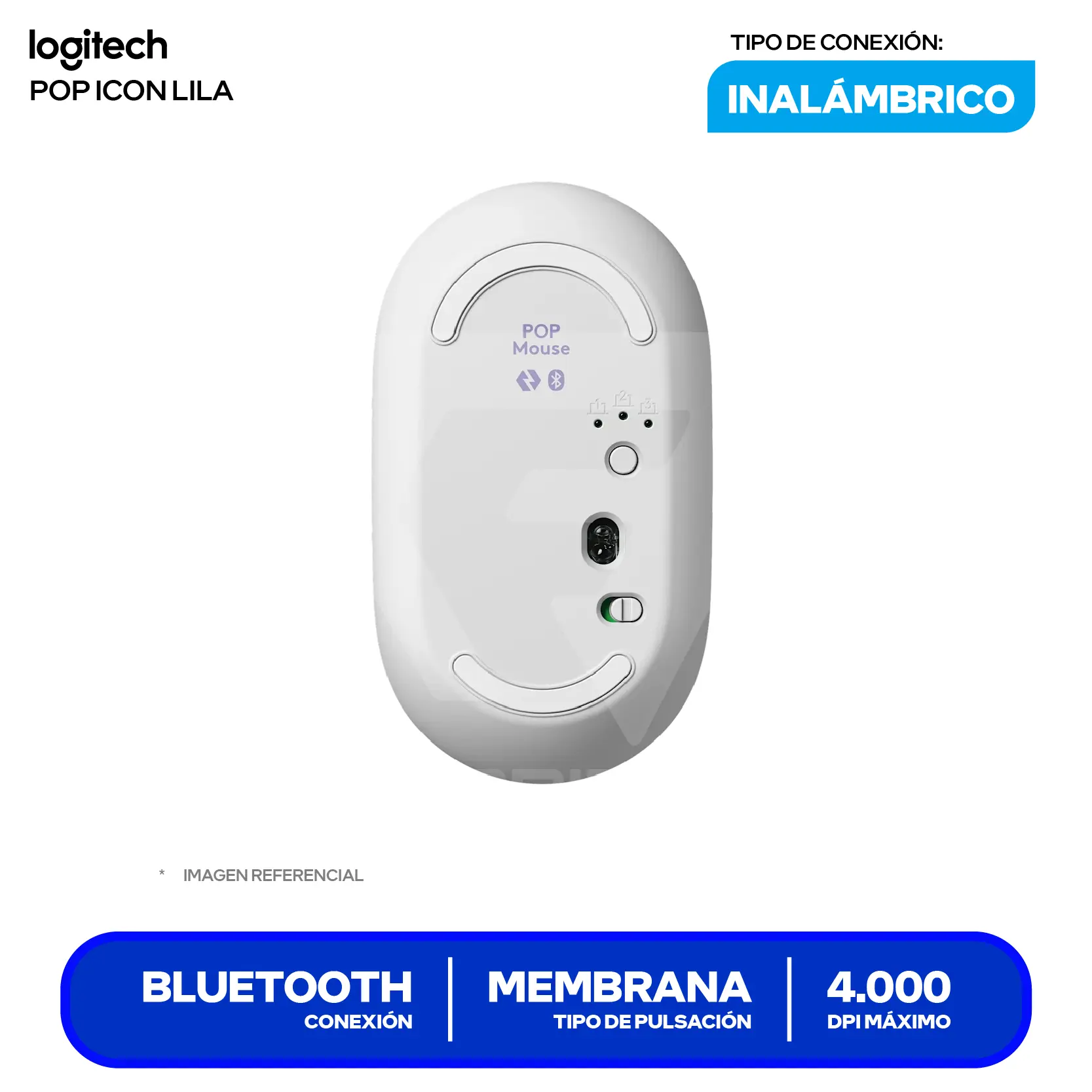 Kit Teclado + Mouse Inalámbrico Logitech POP Icon Lila y blanco (920-013054) Bluetooth, Multi-Dispositivo