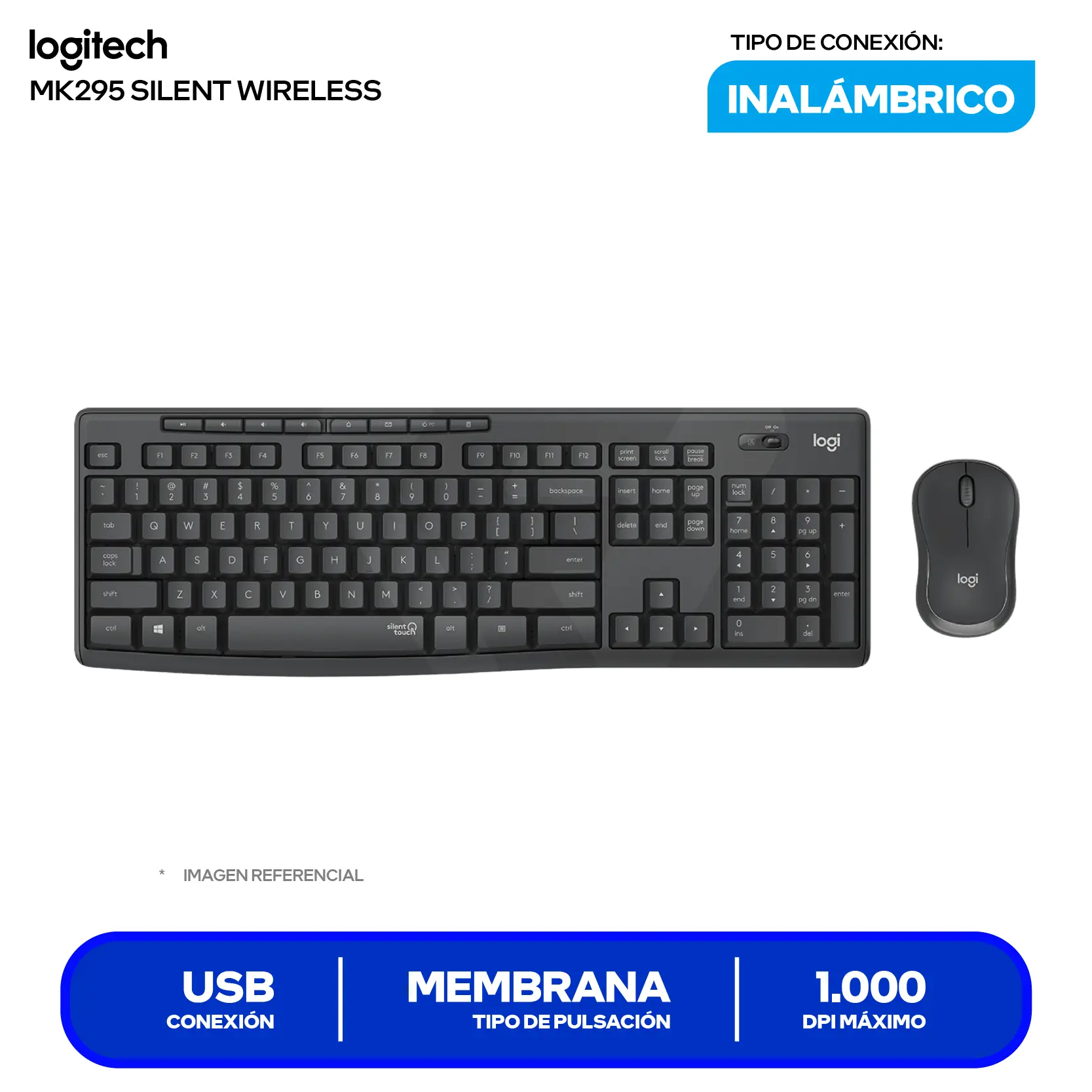 Kit Teclado + Mouse Inalámbrico Logitech MK295 Silent (920-009792)