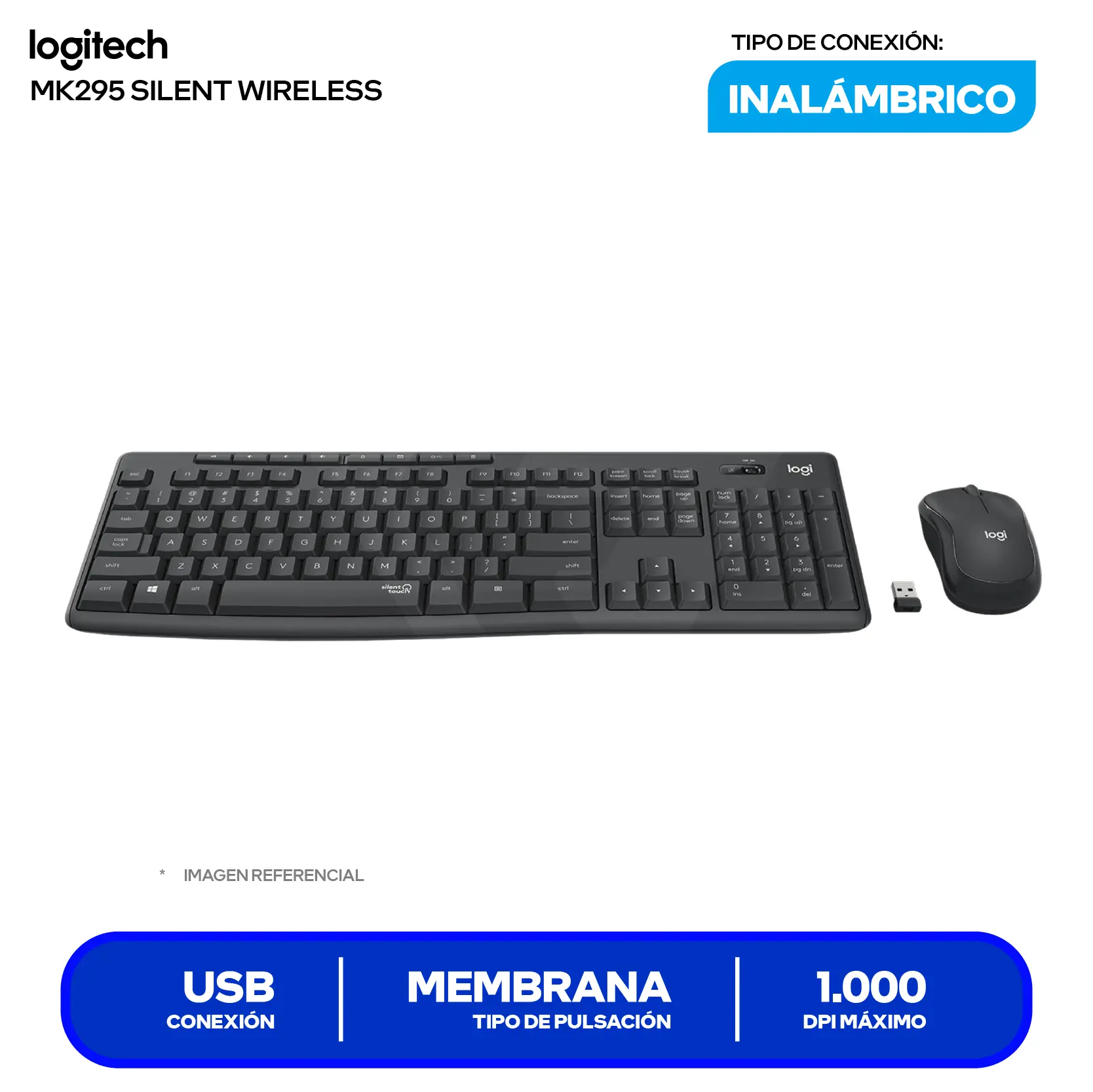 Kit Teclado + Mouse Inalámbrico Logitech MK295 Silent (920-009792)