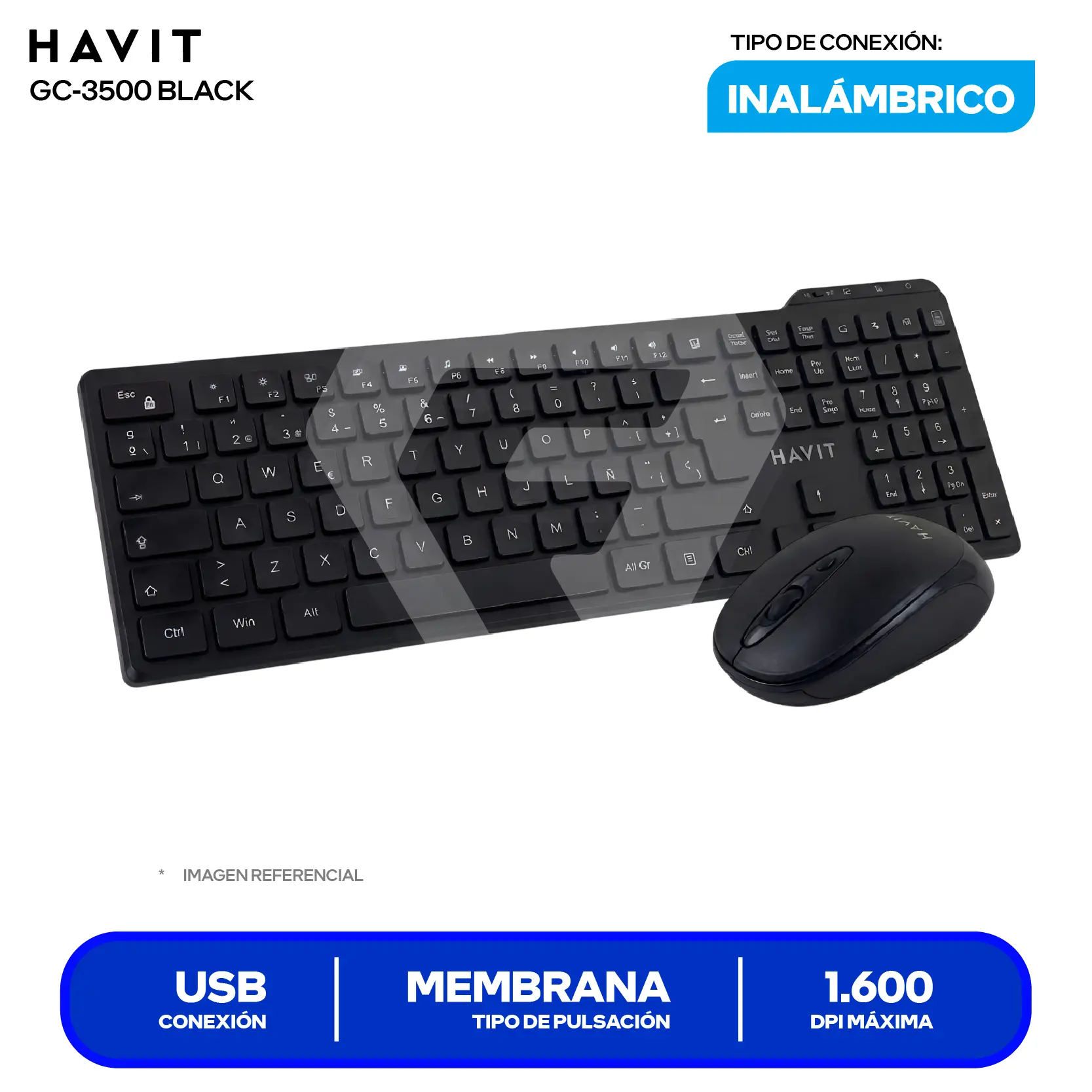 Kit Teclado + Mouse Inalámbrico Havit KB262GCM-SP (HVKB-KB262GCM-SP-BK)