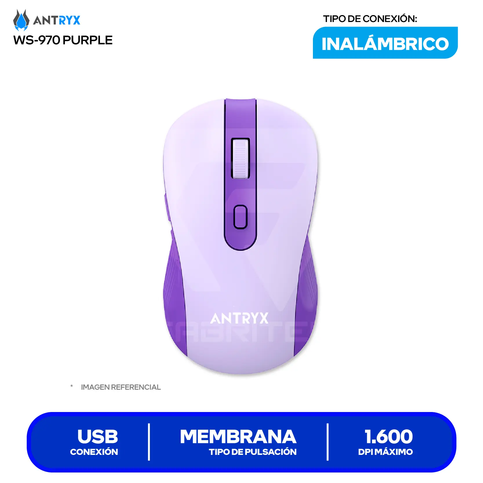 Kit Teclado + Mouse Gamer Antryx WS-970 Morado (ASC-WS970PE) USB, 1600 DPI