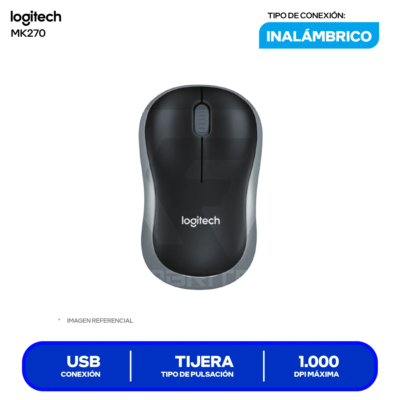 Kit Teclado + Mouse Inalámbrico Logitech MK270 (920-004432) USB