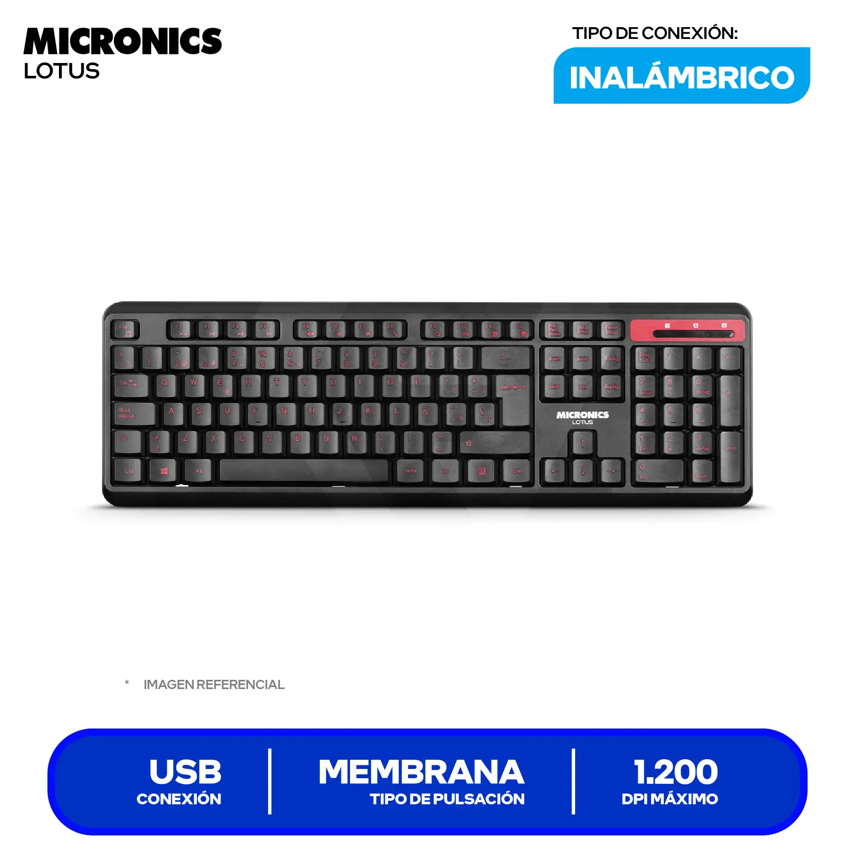 Kit Teclado + Mouse Inalámbrico Micronics Lotus (MIC T808) USB