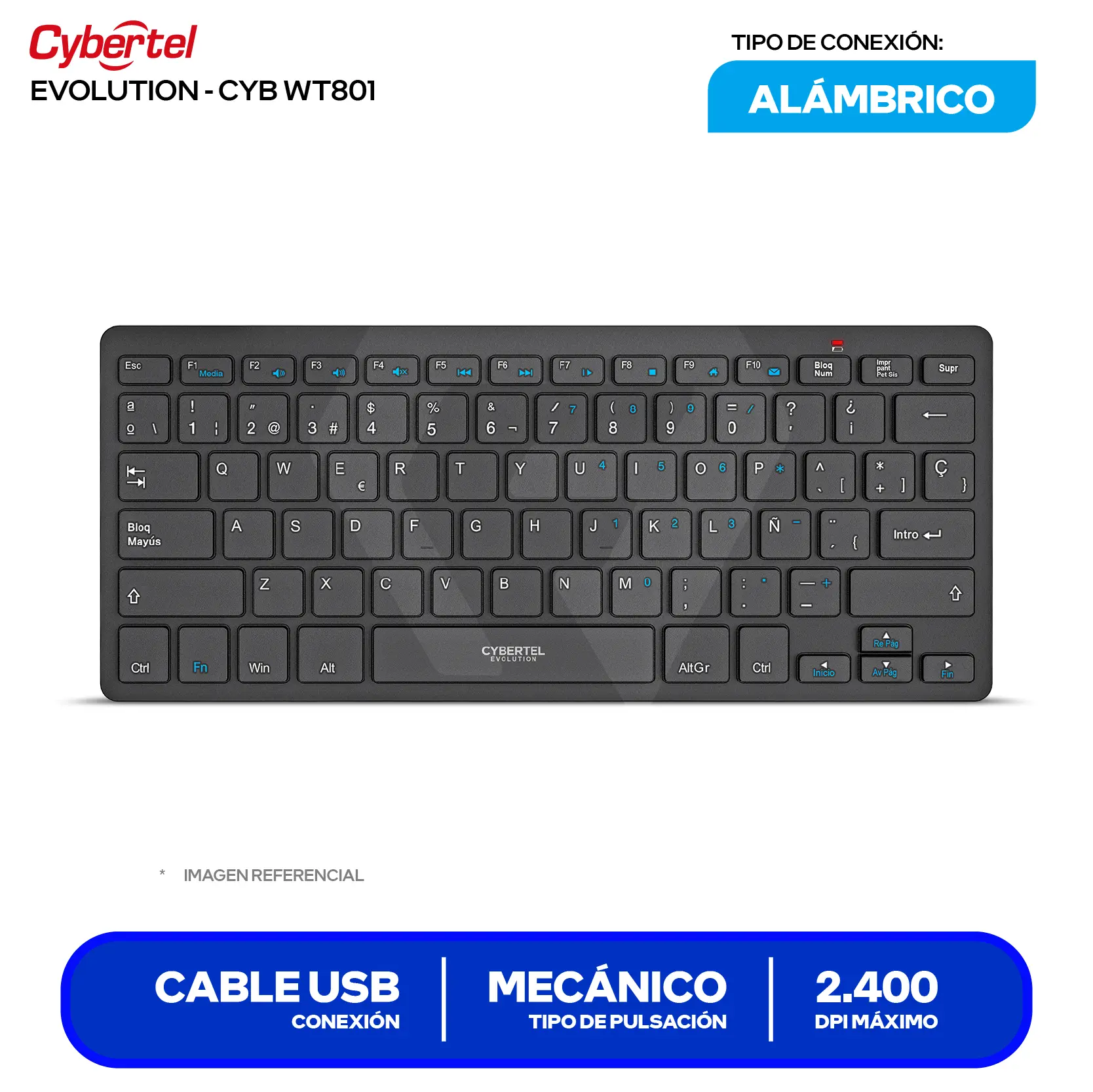 Kit Teclado + Mouse Inalámbrico Cybertel Evolution (CYB WT801) USB