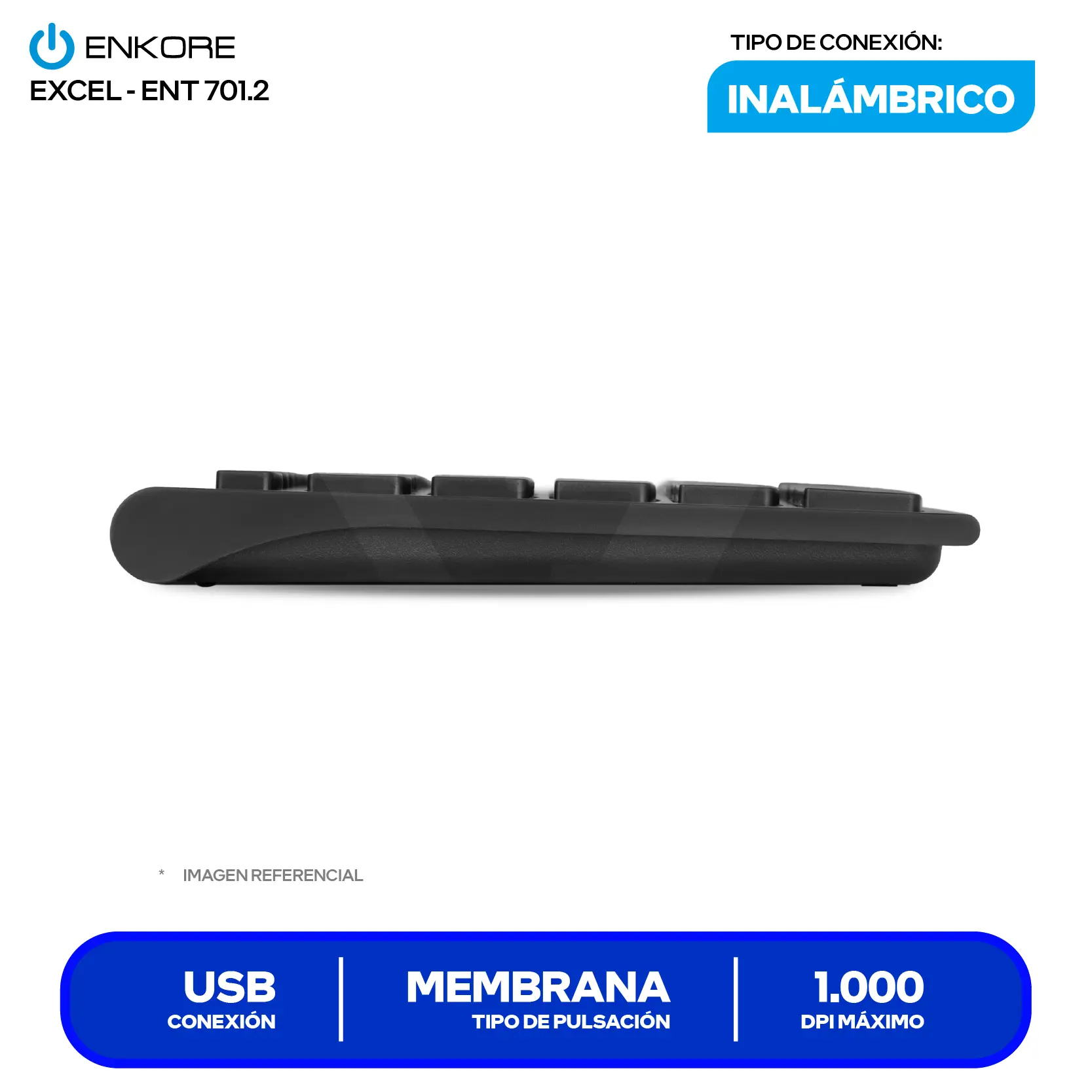 Kit Teclado + Mouse Inalámbrico Enkore Excel (ENT 701.2) USB