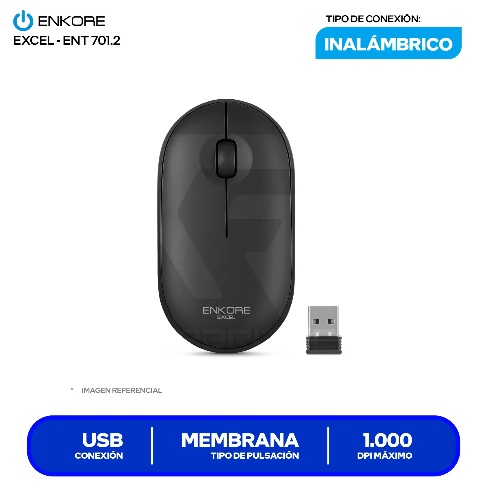 Kit Teclado + Mouse Inalámbrico Enkore Excel (ENT 701.2) USB