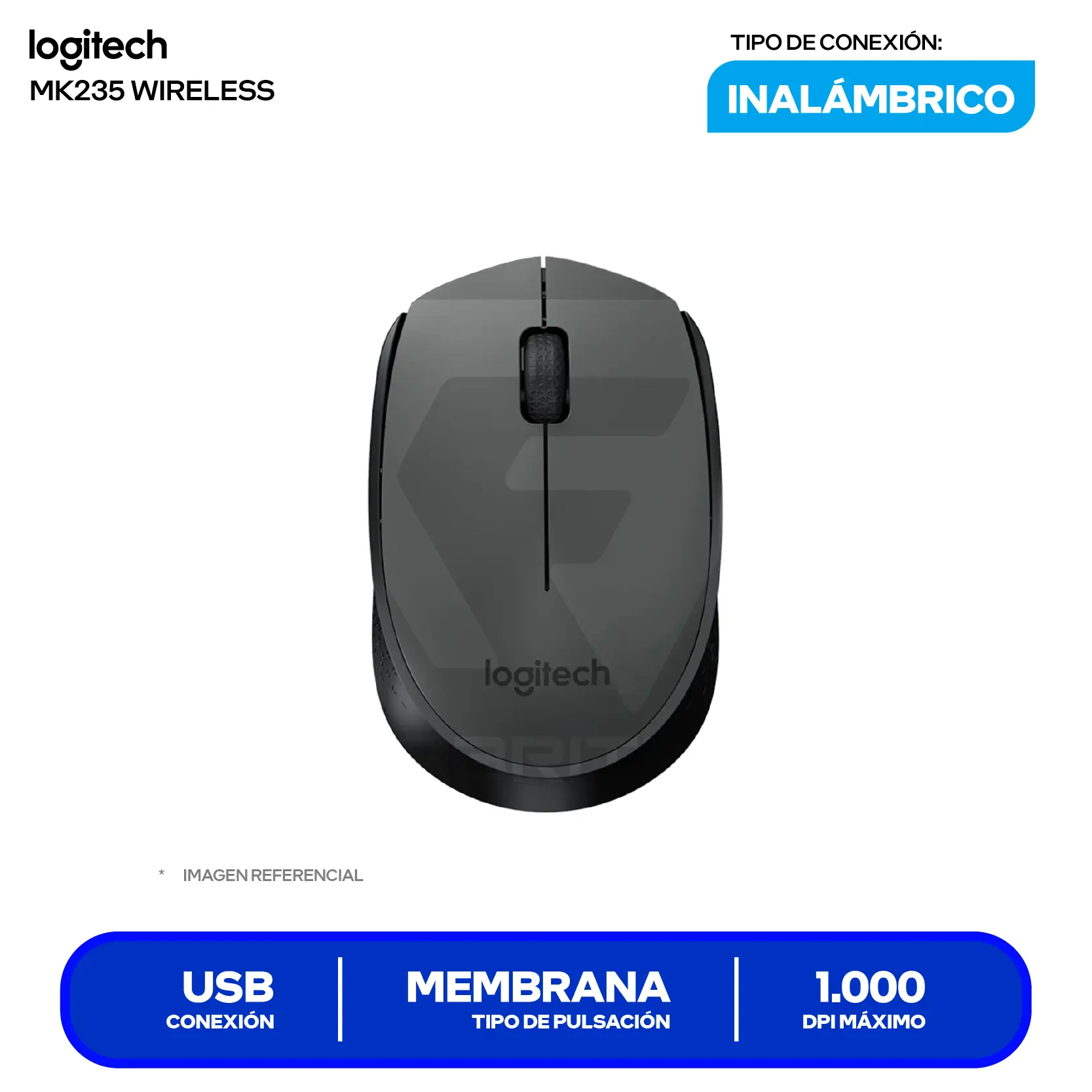 Kit Teclado + Mouse Inalámbrico Logitech MK235 (920-007901) USB