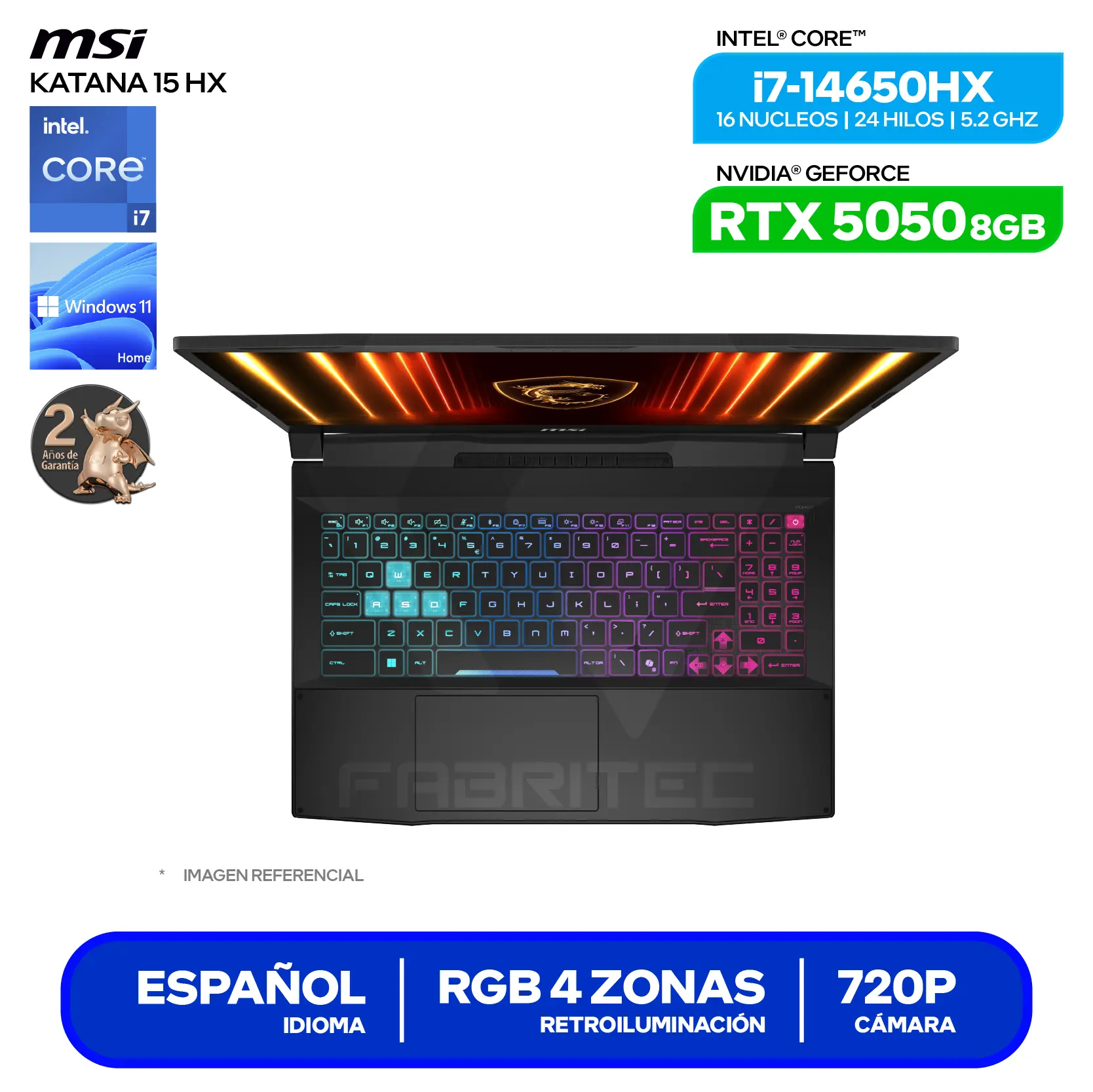 Laptop MSI Katana 15 HX B14WEK(9S7-1587C1-412) Intel Core i7-14650HX, GeForce RTX 5050 8GB, RAM 16GB, SSD 512GB, 15.6'' QHD, Windows 11 Home
