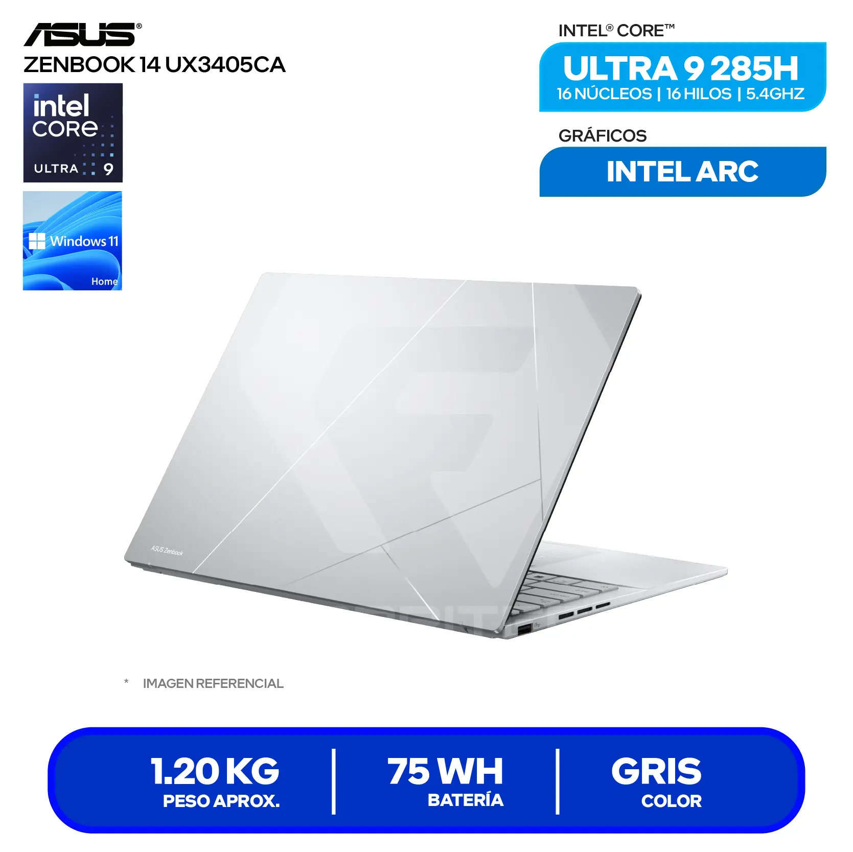 Laptop Asus Zenbook UX3405CA-SU159W (90NB14W4-M02950) Intel Core Ultra 9-285H, RAM 16GB, SSD 512GB, 14'' 3K OLED, Windows 11 Home