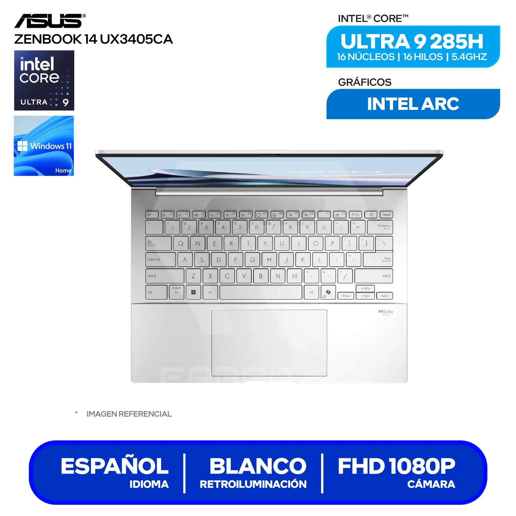 Laptop Asus Zenbook UX3405CA-SU159W (90NB14W4-M02950) Intel Core Ultra 9-285H, RAM 16GB, SSD 512GB, 14'' 3K OLED, Windows 11 Home