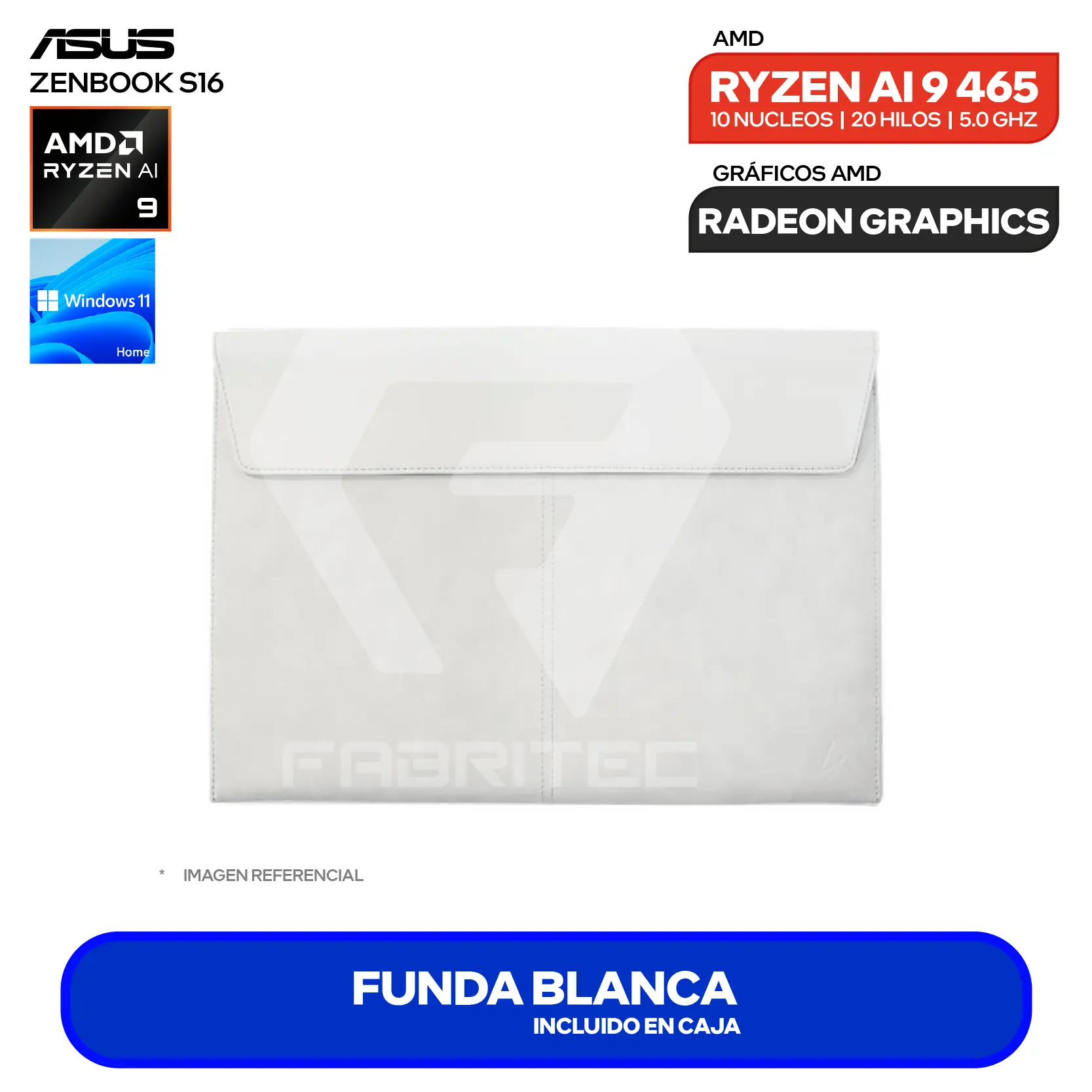 Laptop HP 15-FC0011LA (802N0LA#ABM) AMD Ryzen AI 9 465, RAM 32GB, SSD 1TB, 16'' 3K OLED Táctil, Windows 11 Home