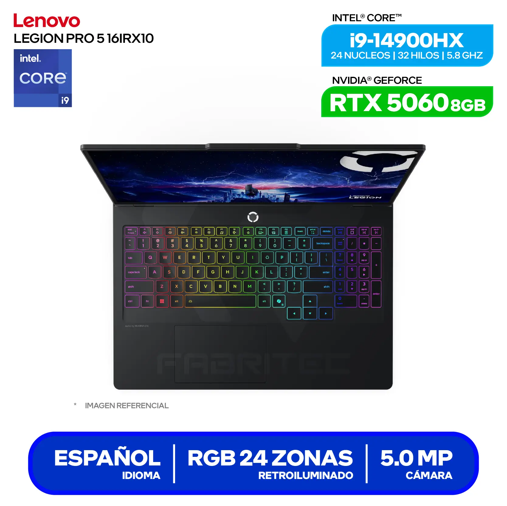 Laptop Lenovo Legion Pro 5 16IRX10 (83NN0058LM) Intel Core i9-14900HX, GeForce RTX 5060 8GB, RAM 32GB, SSD 1TB, 16'' WQXGA, FreeDos