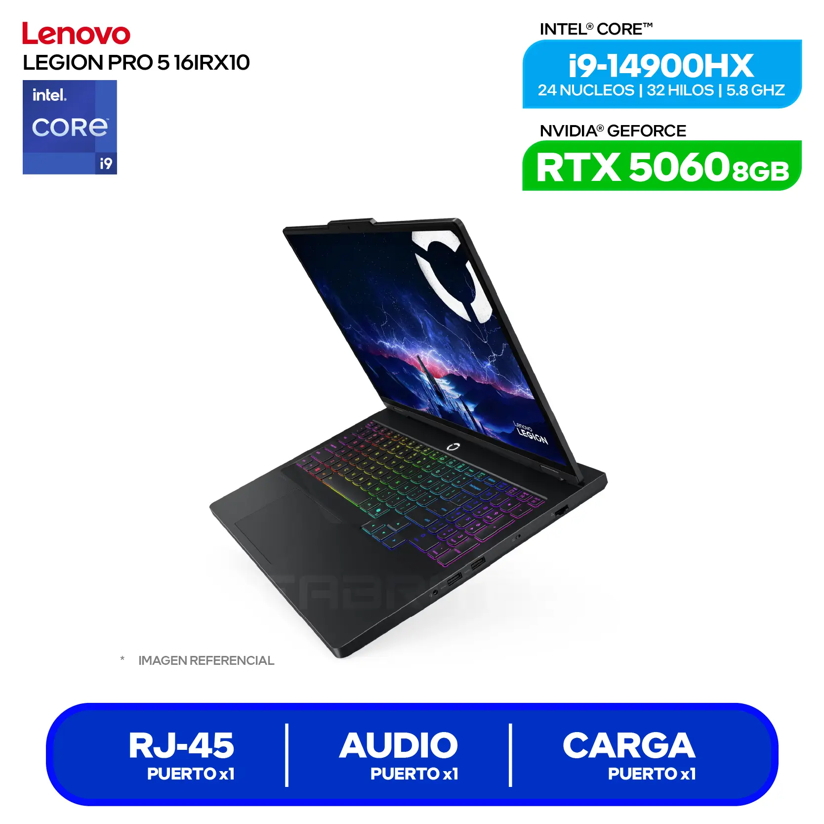 Laptop Lenovo Legion Pro 5 16IRX10 (83NN0058LM) Intel Core i9-14900HX, GeForce RTX 5060 8GB, RAM 32GB, SSD 1TB, 16'' WQXGA, FreeDos