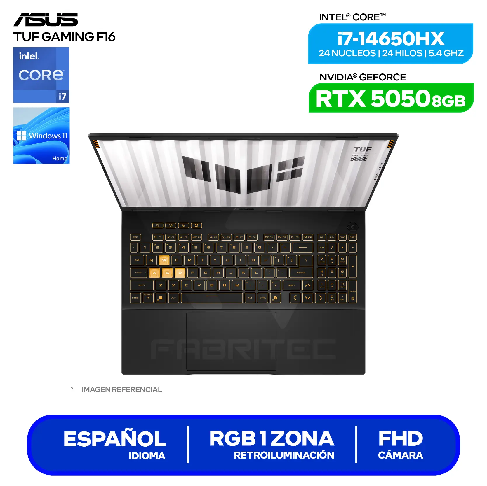 Laptop Asus Tuf Gaming F16 FX608JHR-RV169 (90NR0NA1-M008Y0) Intel Core i7-14650HX, GeForce RTX 5050 8GB, RAM 16GB, SSD 1TB, 16'' WUXGA, FreeDos