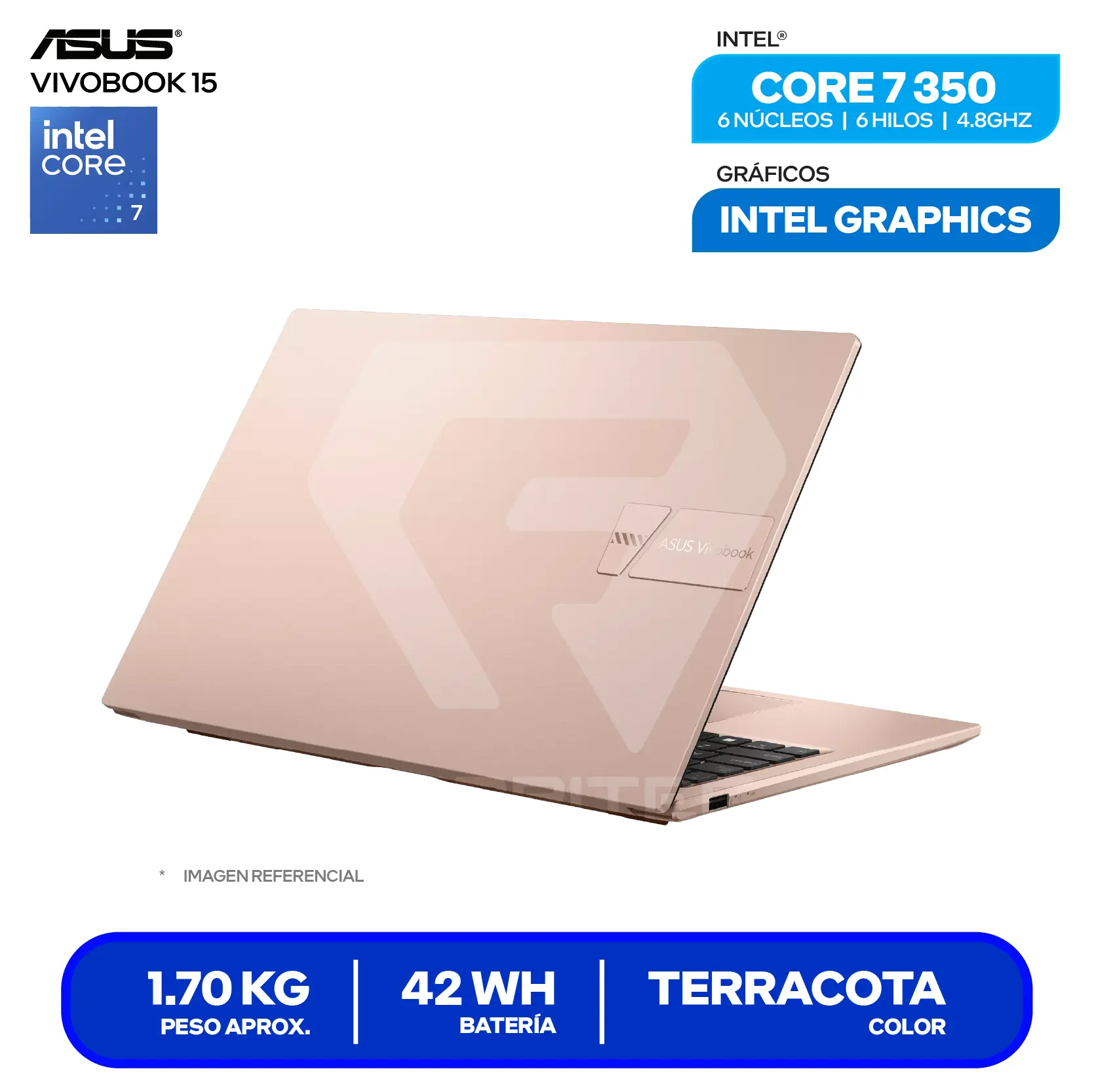 Laptop Asus Vivobook 15 X1504MA-E857 (90NB17I3-M01010) Intel Core 7 350, RAM 16GB, SSD 512GB, 15.6'' FHD, FreeDos