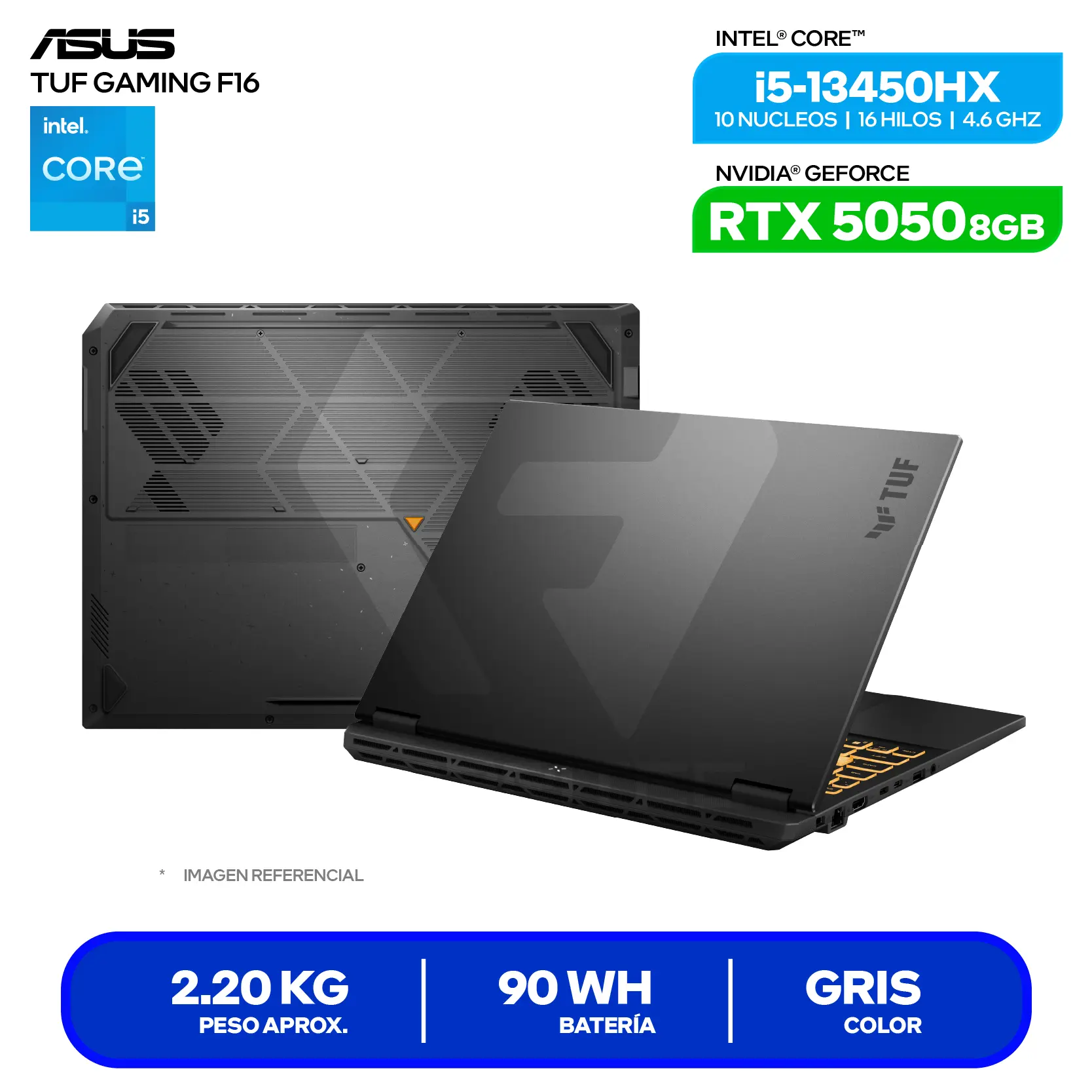 Laptop Asus Tuf Gaming F16 FX608JH-RV010 (90NR0MH1-M00210) Intel Core i5-13450HX, GeForce RTX 5050 8GB, RAM 16GB, SSD 512GB, 16'' WUXGA, FreeDos