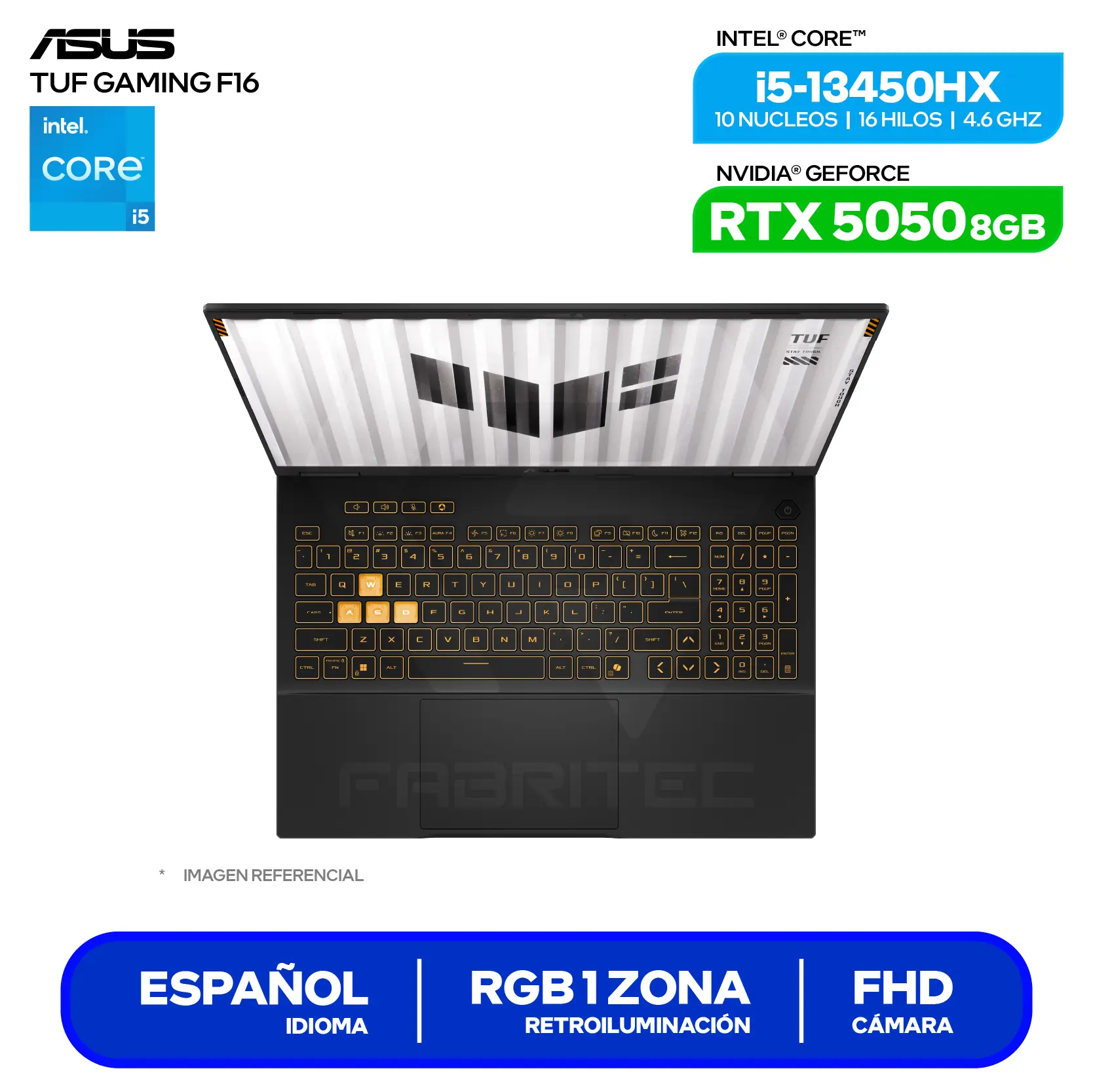 Laptop Asus Tuf Gaming F16 FX608JH-RV010 (90NR0MH1-M00210) Intel Core i5-13450HX, GeForce RTX 5050 8GB, RAM 16GB, SSD 512GB, 16'' WUXGA, FreeDos