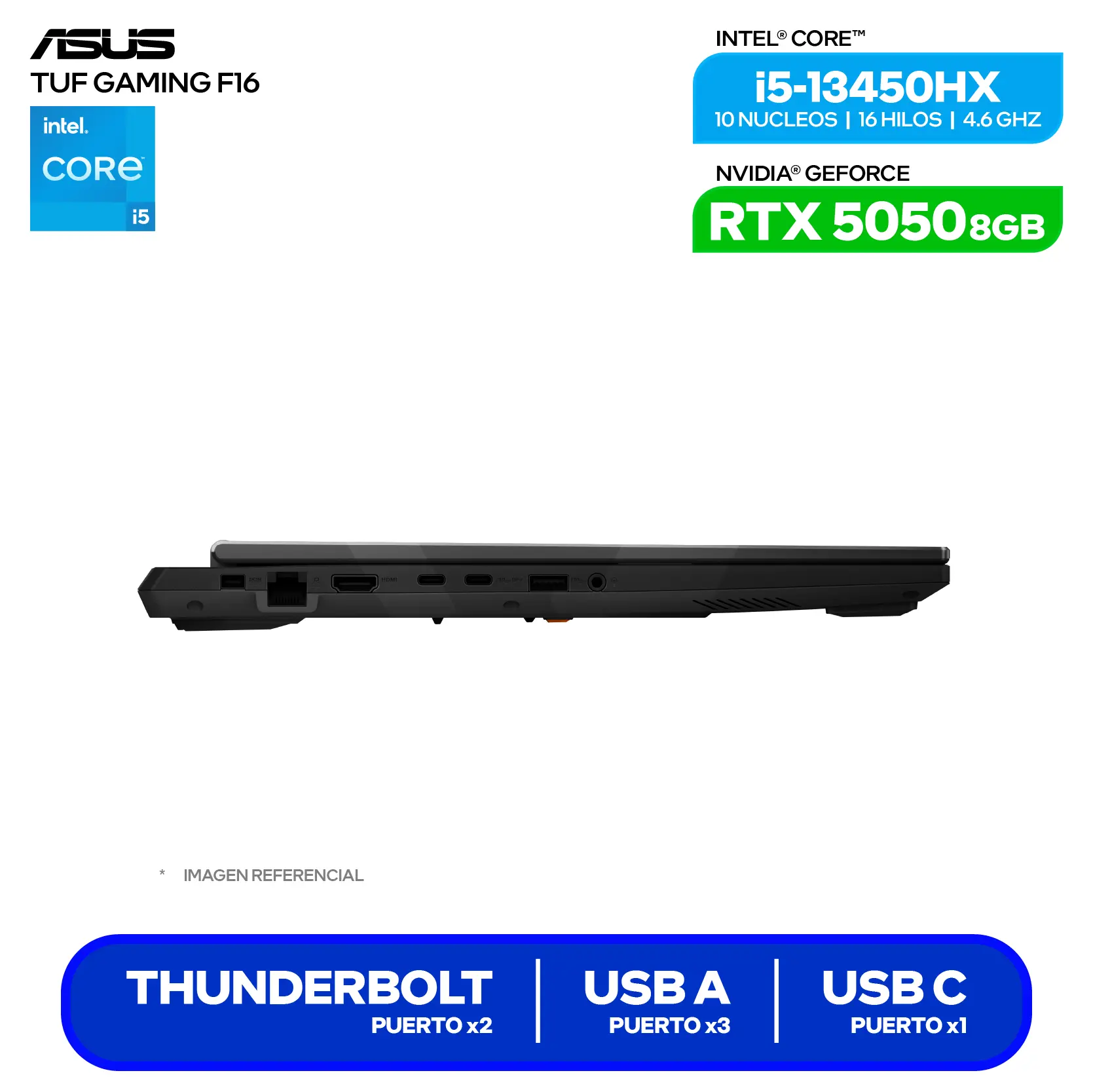 Laptop Asus Tuf Gaming F16 FX608JH-RV010 (90NR0MH1-M00210) Intel Core i5-13450HX, GeForce RTX 5050 8GB, RAM 16GB, SSD 512GB, 16'' WUXGA, FreeDos