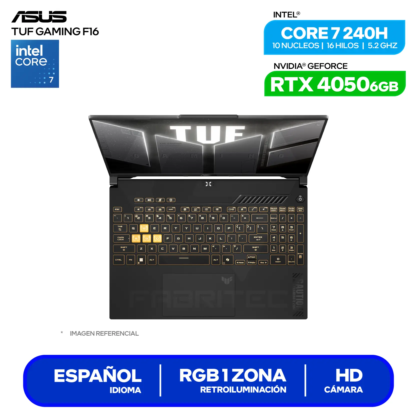 Laptop Asus Tuf Gaming F16 FX607VU-RL228 (90NR0N06-M00HN0) Intel Core 7 240H, GeForce RTX 4050 6GB, RAM 16GB, SSD 1TB, 16'' WUXGA, FreeDos