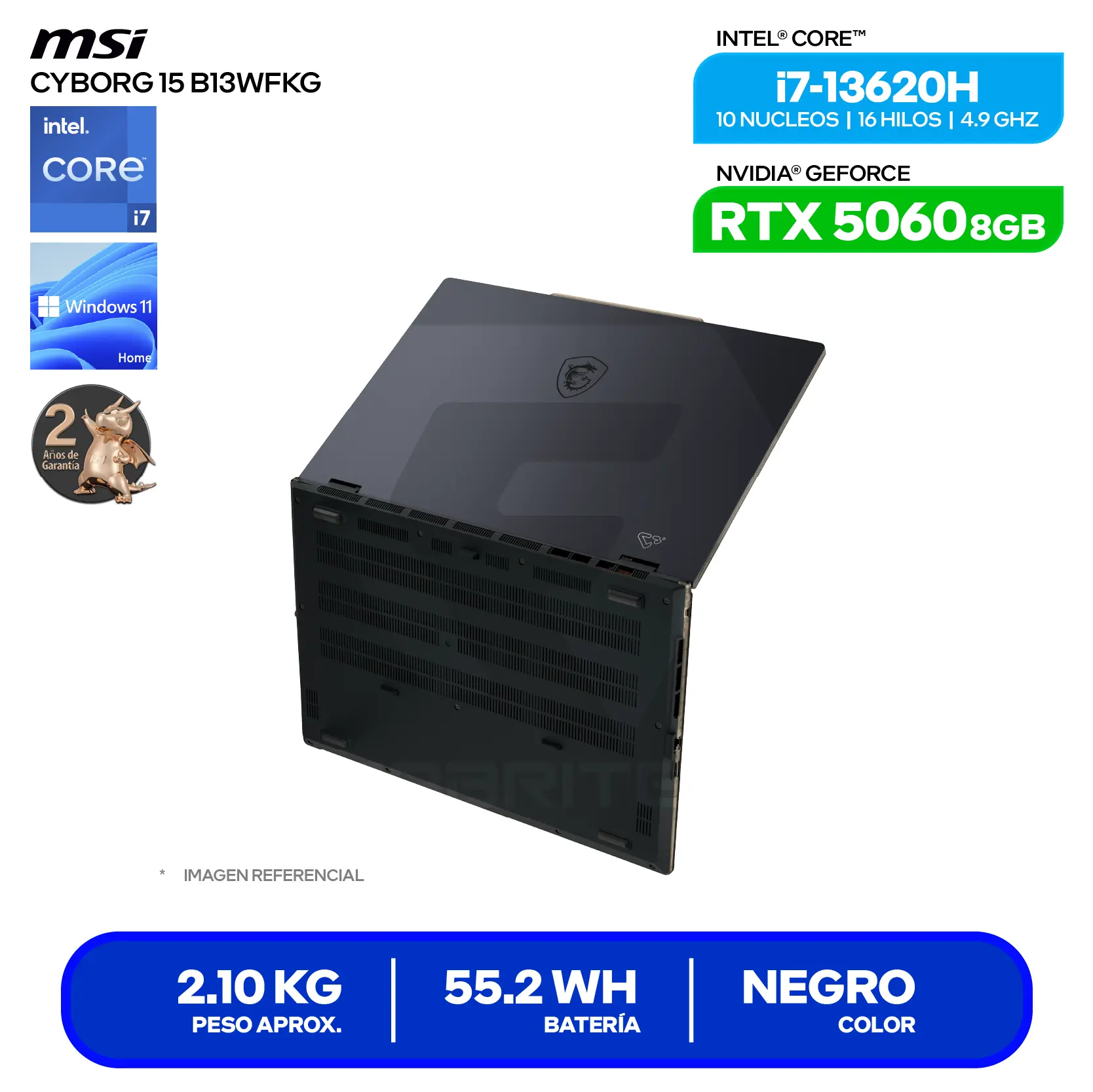 Laptop MSI Cyborg 15 B13WFKG (9S7-15Q342-1073) Intel Core Ultra i7-13620H, GeForce RTX 5060 8GB, RAM 16GB, SSD 512GB, 15.6'' FHD, Windows 11 Home