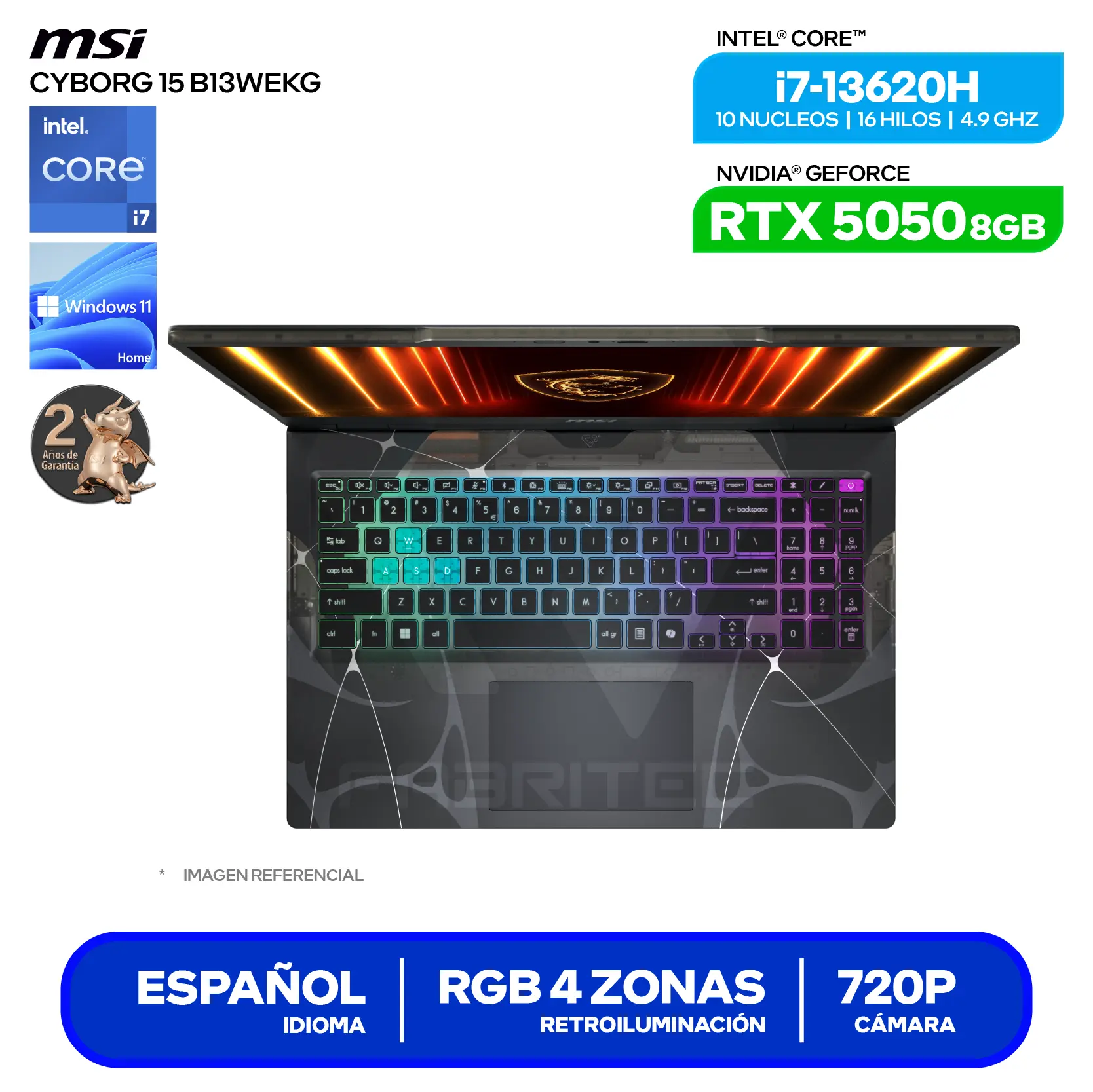 Laptop MSI Cyborg 15 B13WEKG (9S7-15Q342-1074) Intel Core i7-13620H, GeForce RTX 5050 8GB, RAM 16GB, SSD 512GB, 15.6'' FHD, Windows 11 Home