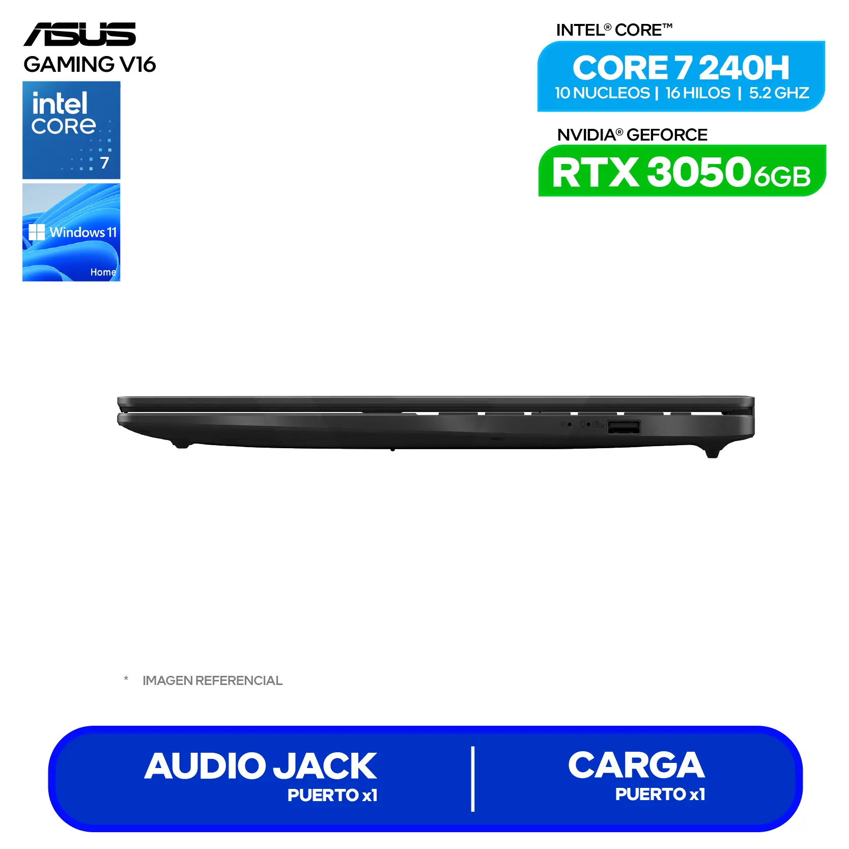 Laptop Asus Gaming V16 V3607VJ-RP096W (90NB15V1-M005Z0) Intel Core 7 240H, GeForce RTX 3050 6GB, RAM 16GB, SSD 512GB, 16'' FHD+, Windows 11 Home